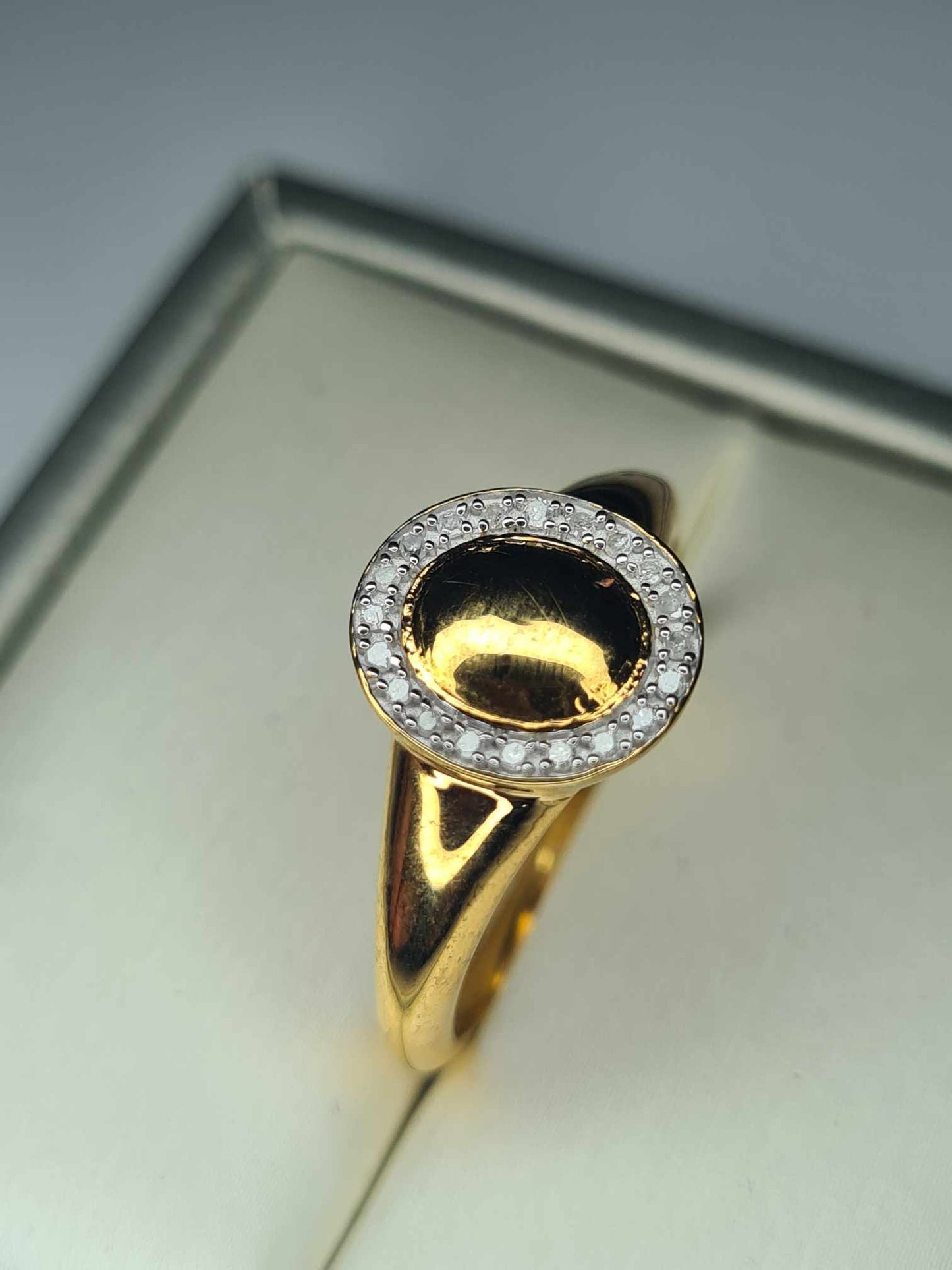 Men's Natural Diamond Halo Ring Yellow Gold Overlay 925 Sterling Silver SIZE V