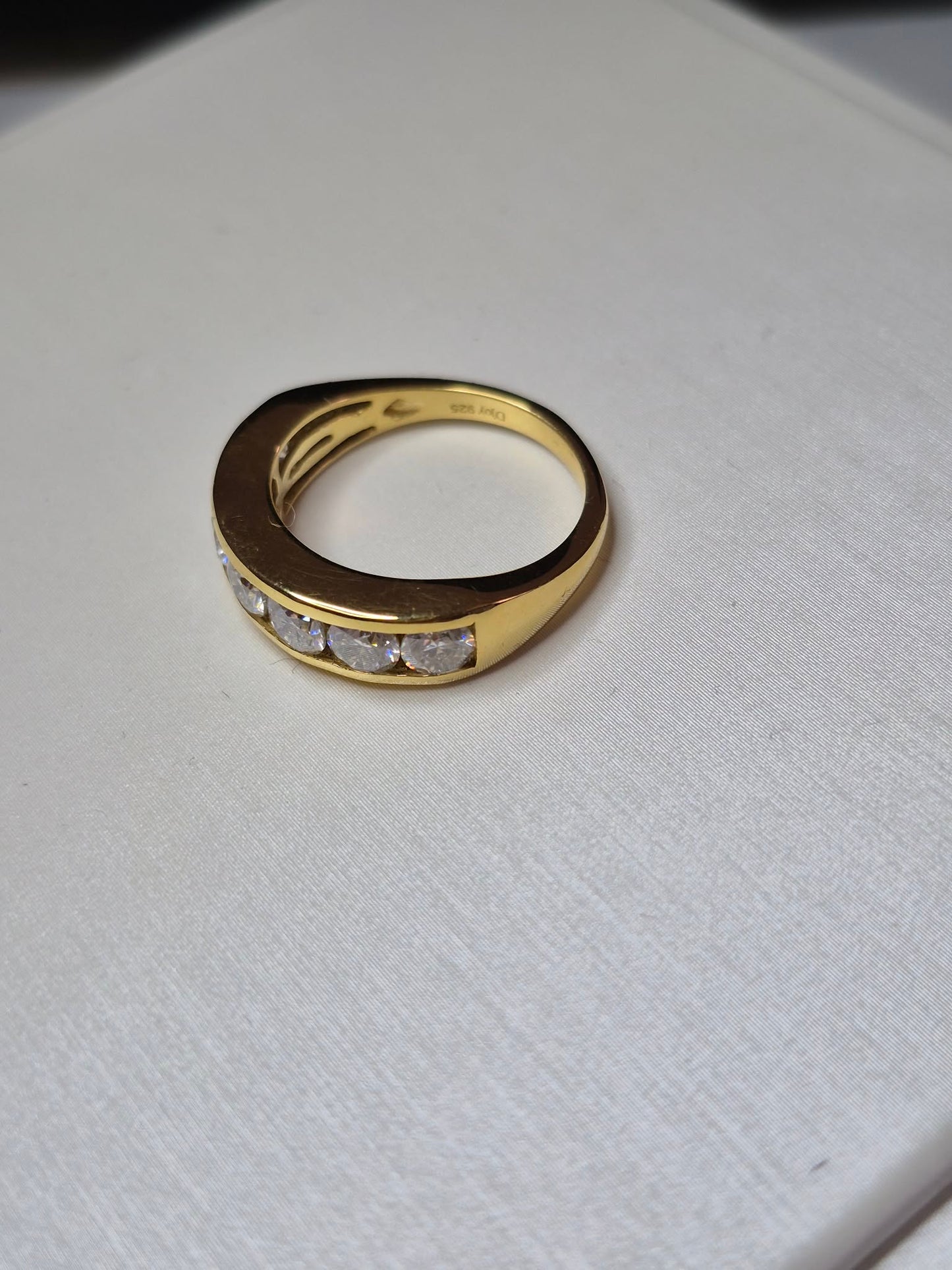 1.65ct Moissanite Half Eternity Band Ring in Yellow Gold Plated 925 Sterling Silver
