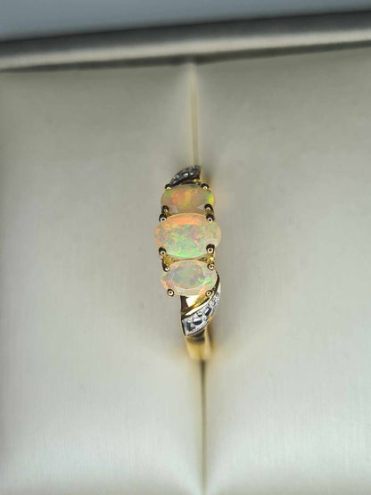 0.60ct AA Ethiopian Welo Opal Ring in 14K Gold Overlay 925 Sterling Silver