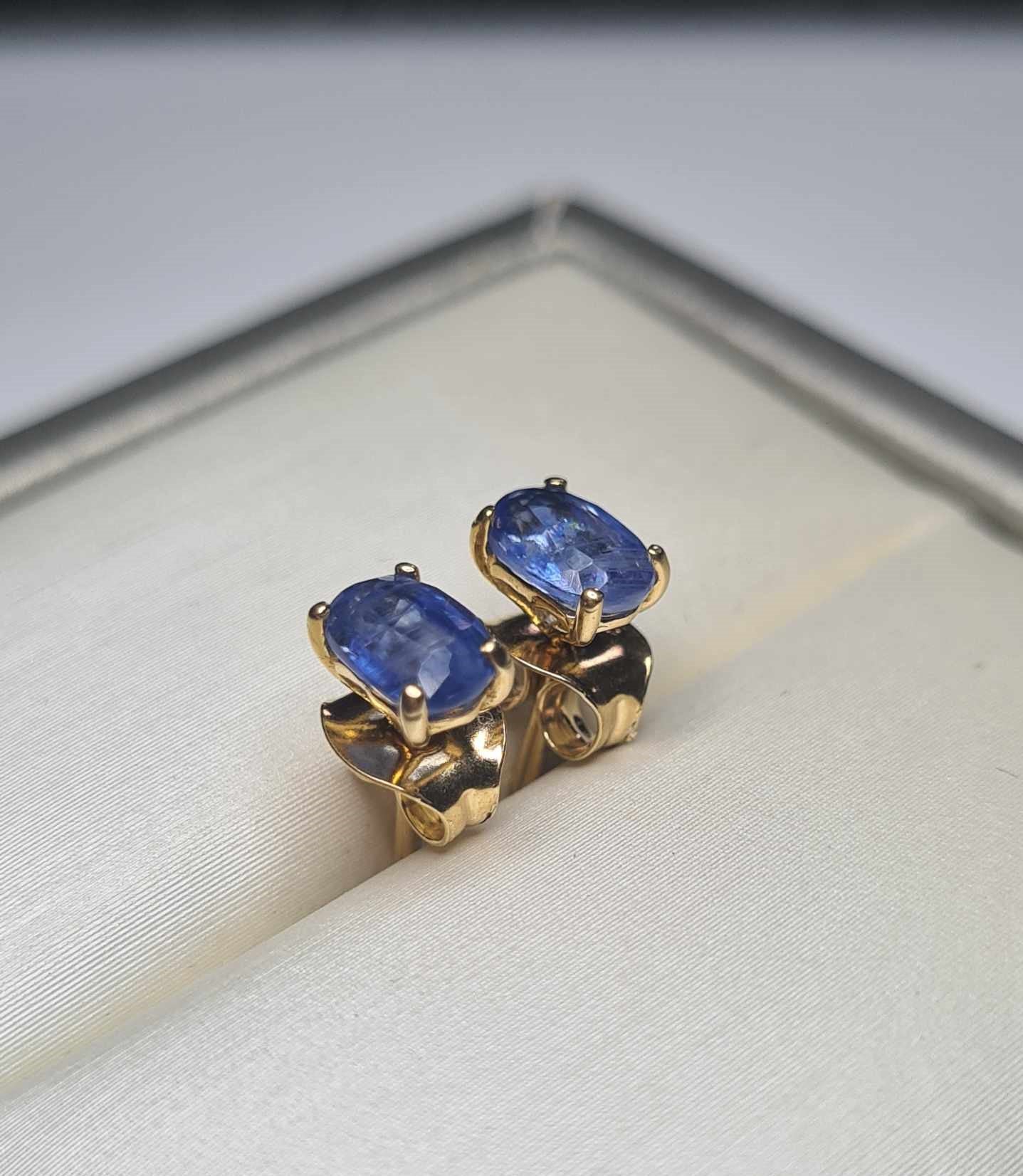 1.28ct Natural Himalayan Kyanite Solitaire Stud Earrings in 18K Gold Overlay 925 Sterling Silver