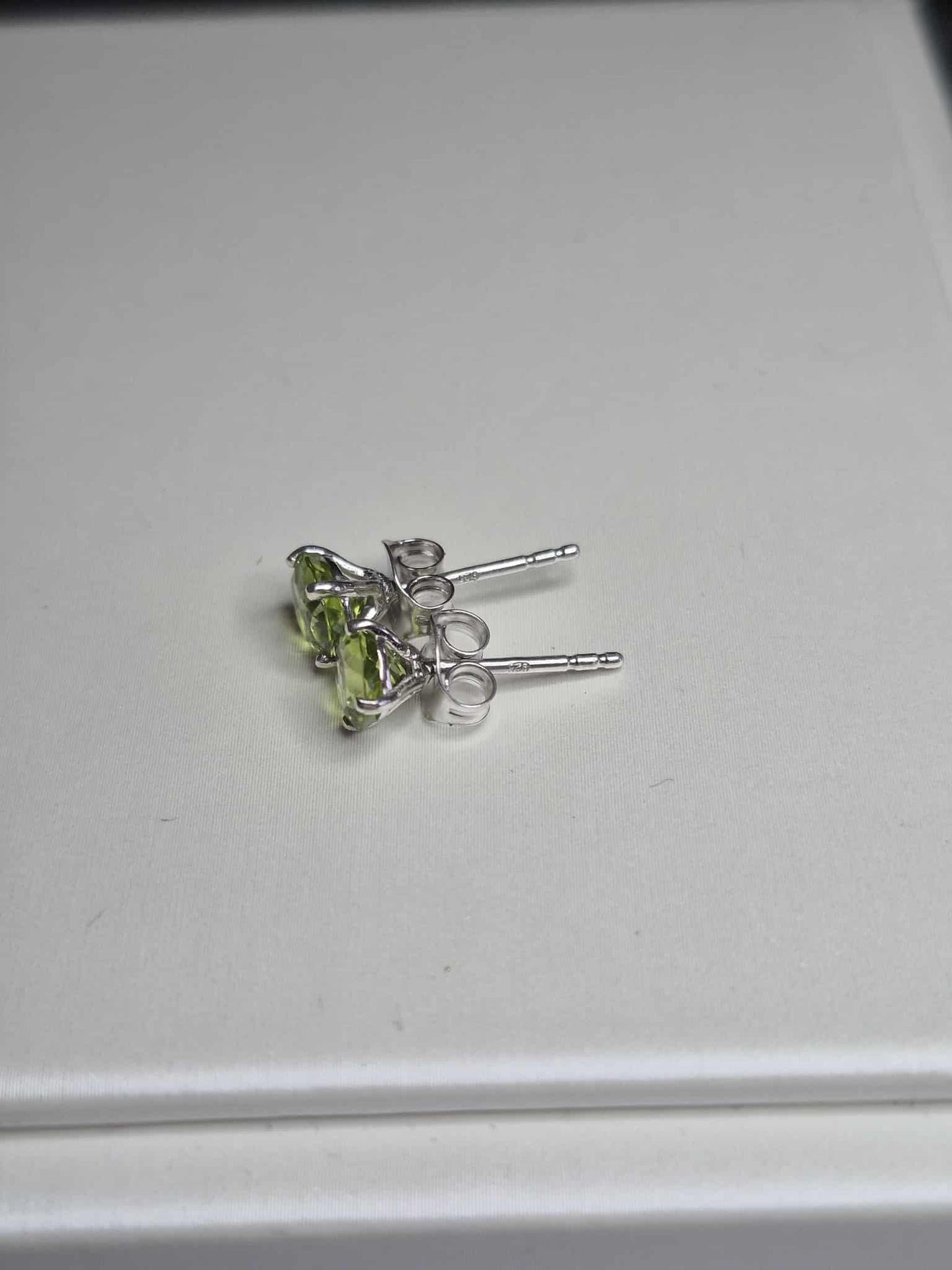 1.90ct Natural Hebei Peridot Studs Earrings in Platinum Overlay 925 Sterling Silver