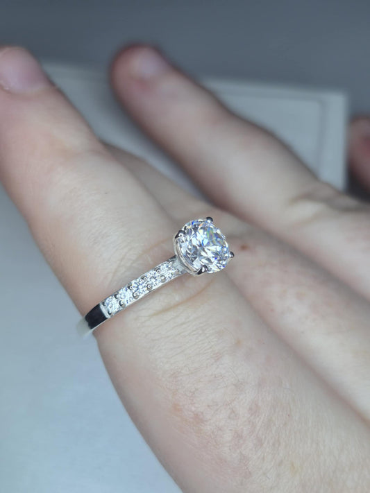 2.86ct Swarovski Zirconia Solitaire Ring in Rhodium Overlay 925 Sterling Silver