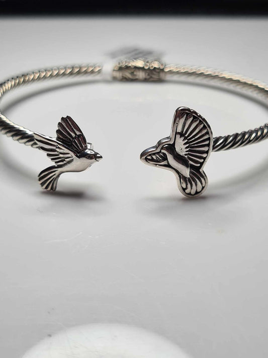 Hand Made Sterling Silver Bird Cuff Bangle Size 7.5inch