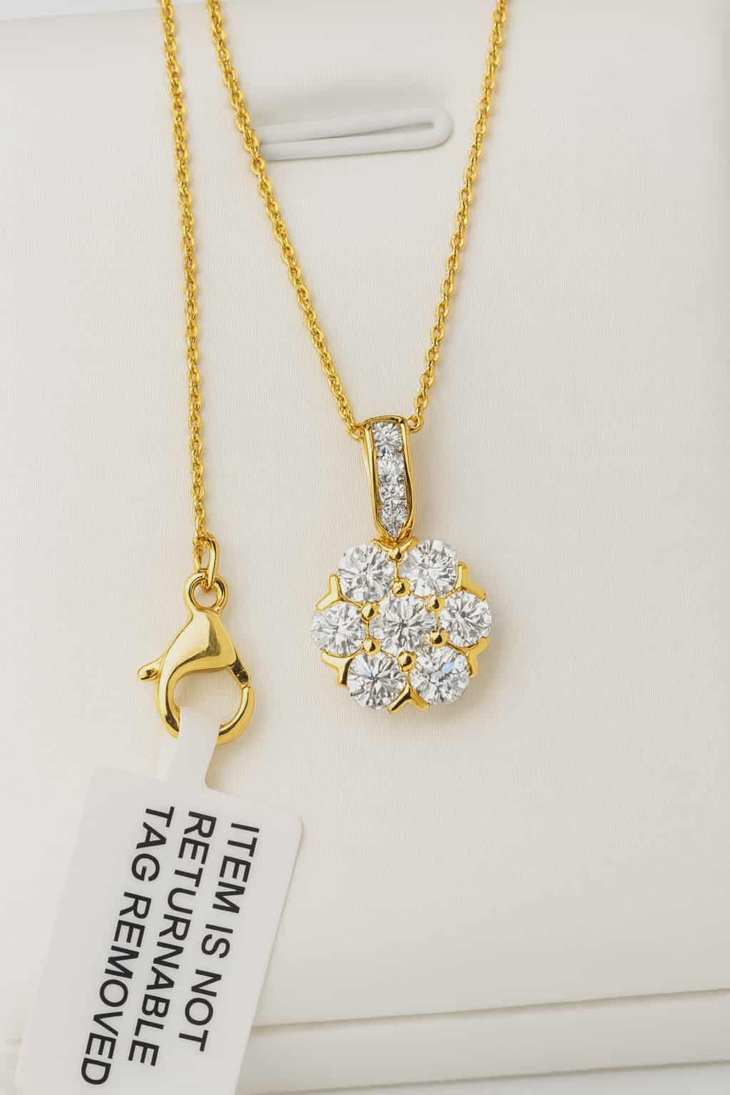 1.22ct Moissanite Floral Necklace 925 Sterling Silver with a gold overlay