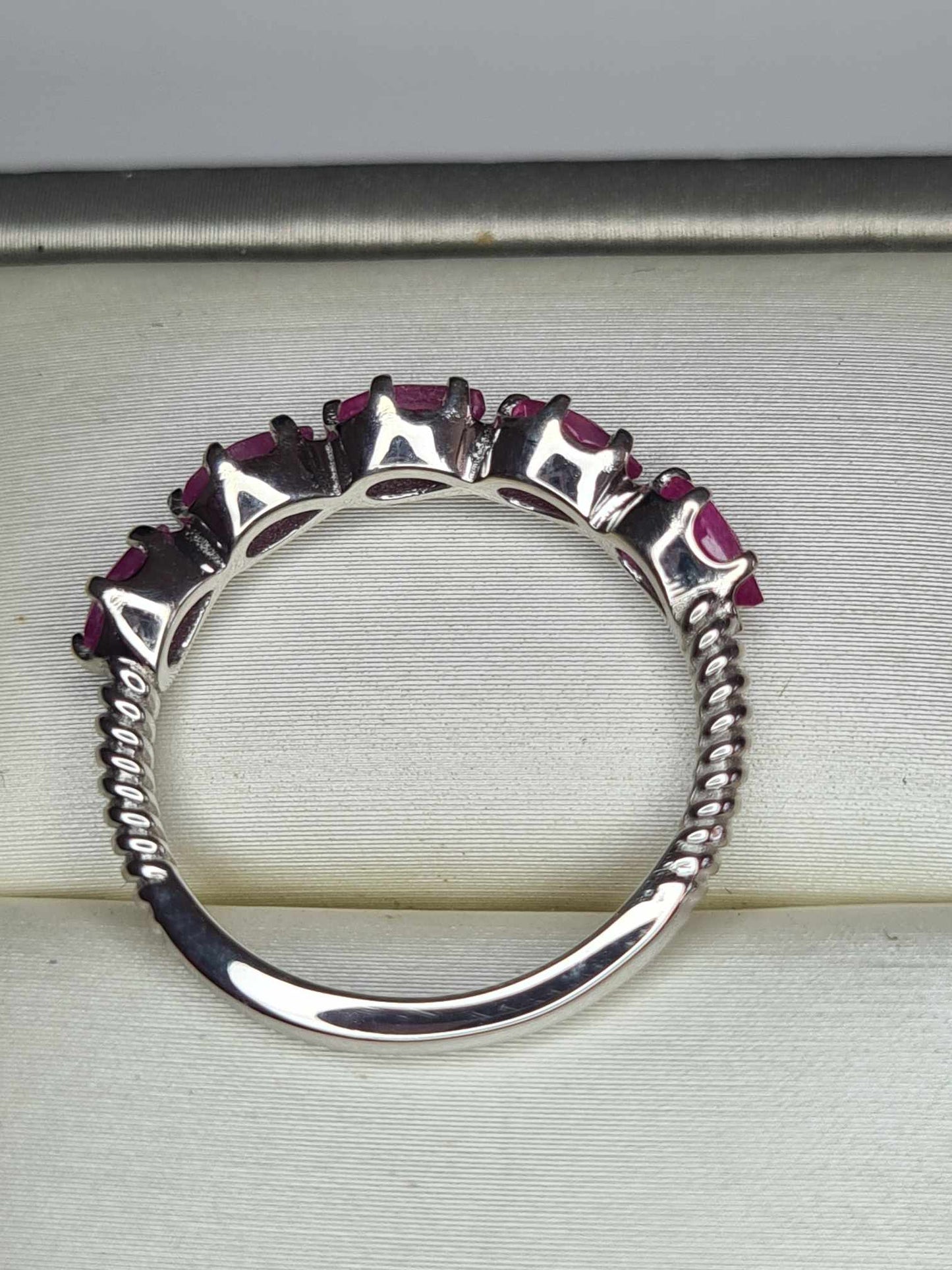 1.54ct Pink Sapphire 5 Stone Ring in Platinum Overlay 925 Sterling Silver