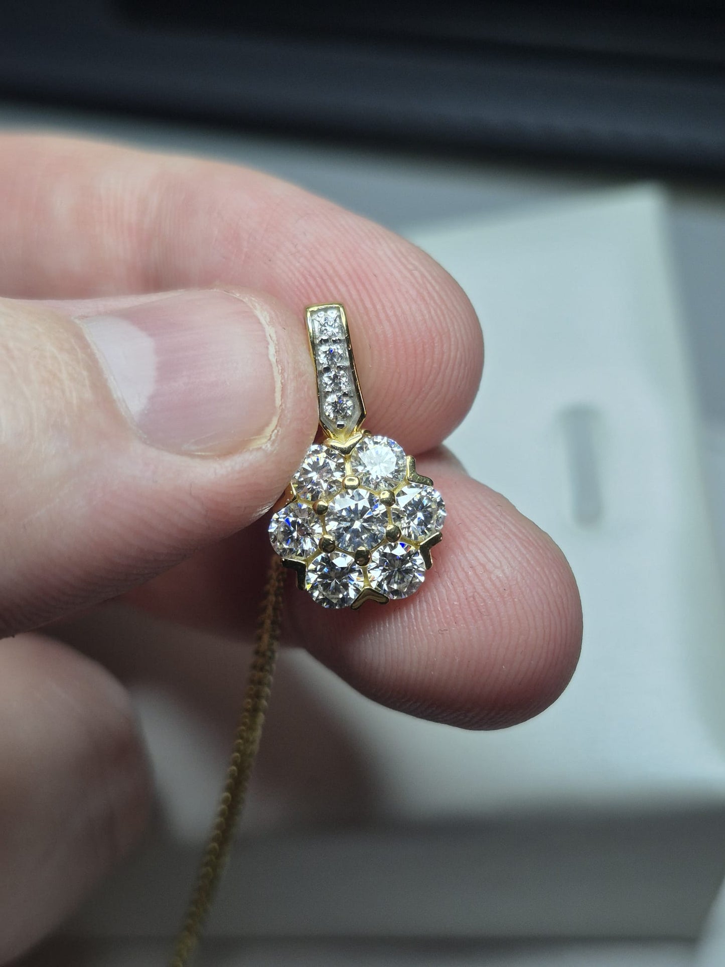 1.22ct Moissanite Floral Necklace 925 Sterling Silver with a gold overlay