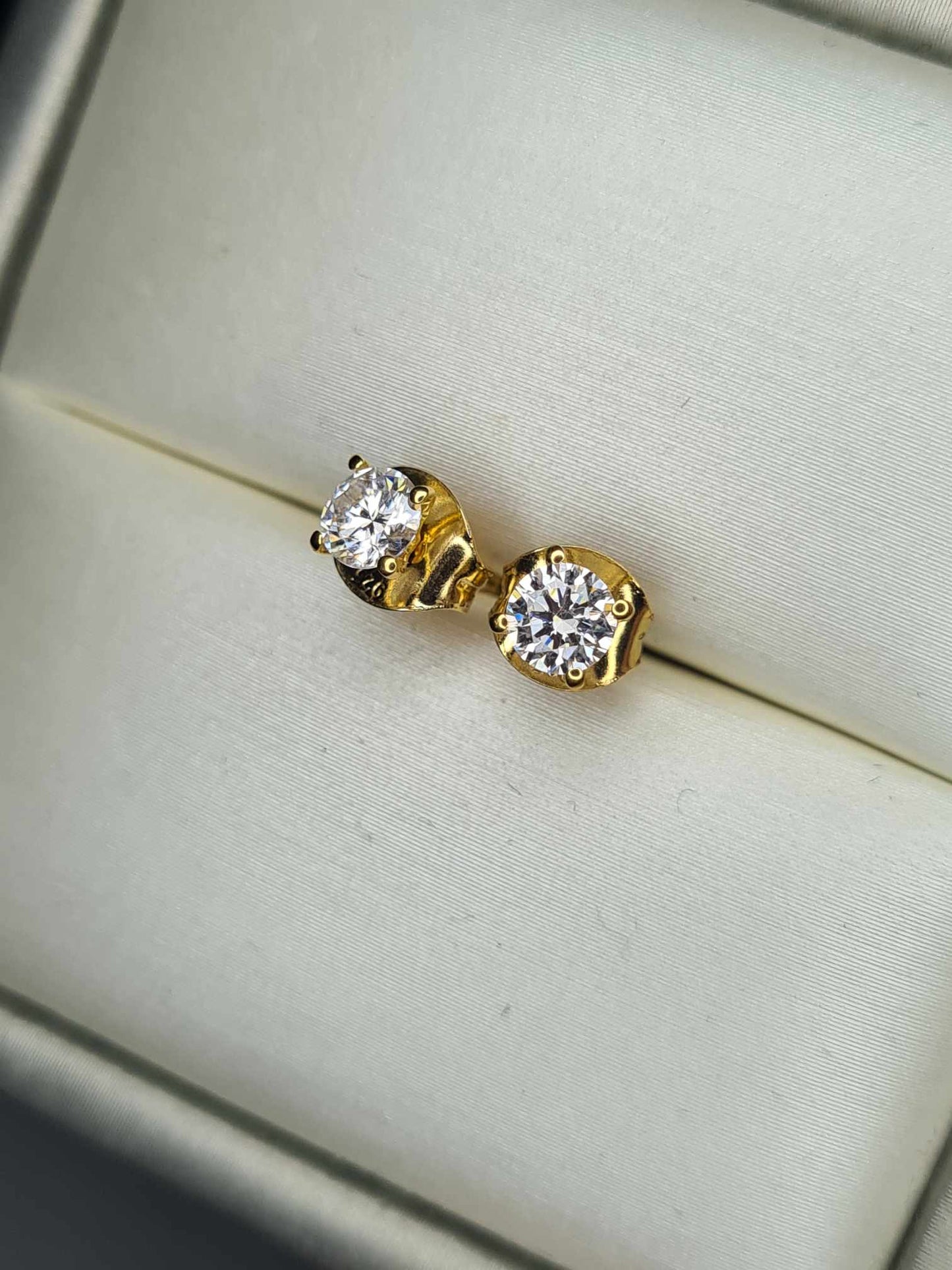 0.46 Ct. Moissanite Solitaire Stud Earrings in 14K Vermeil Gold Overlay 925 Sterling Silver