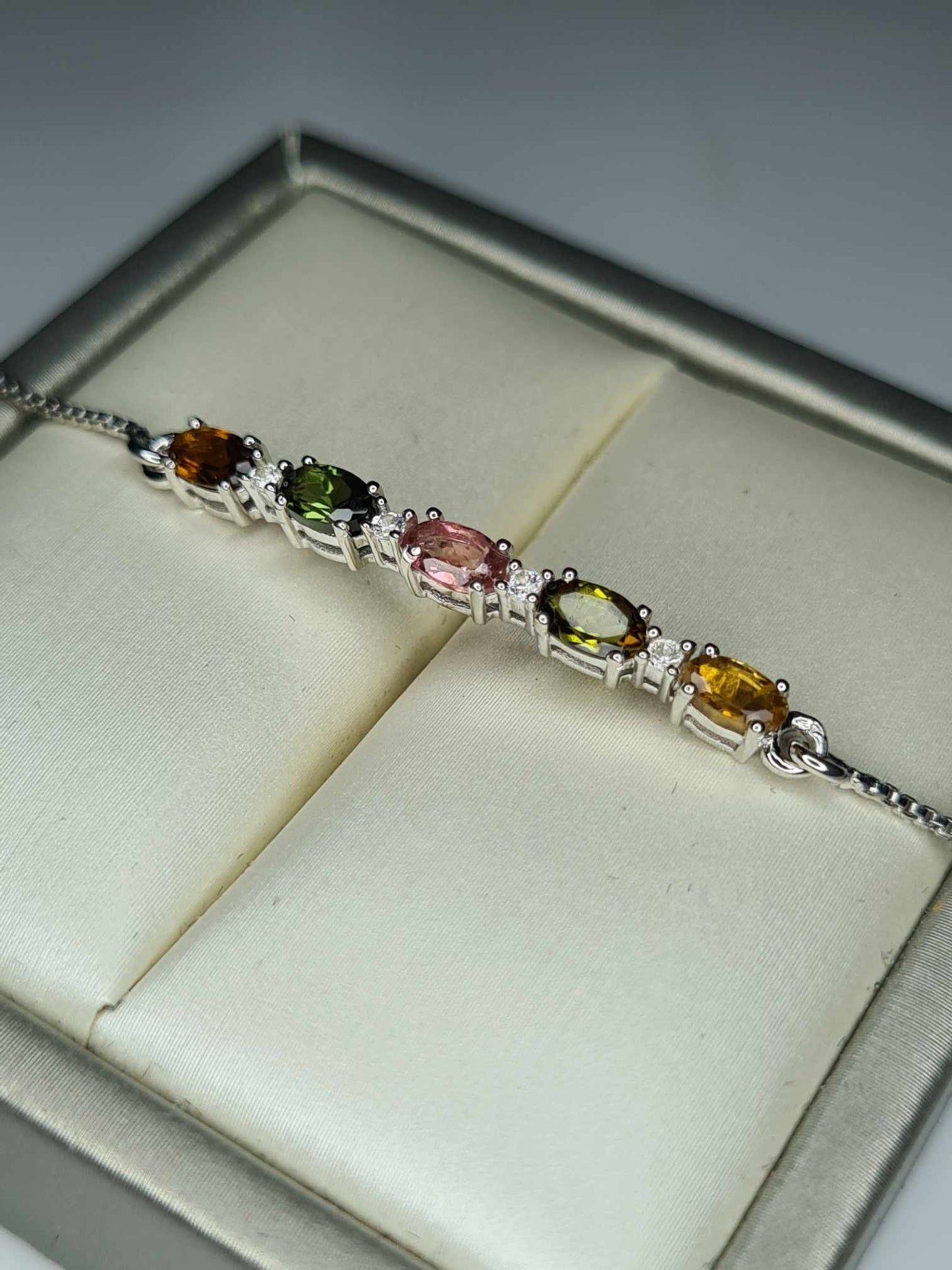 Multi-Tourmaline Adjustable Bolo Bracelet in Platinum Overlay 925 Sterling Silver