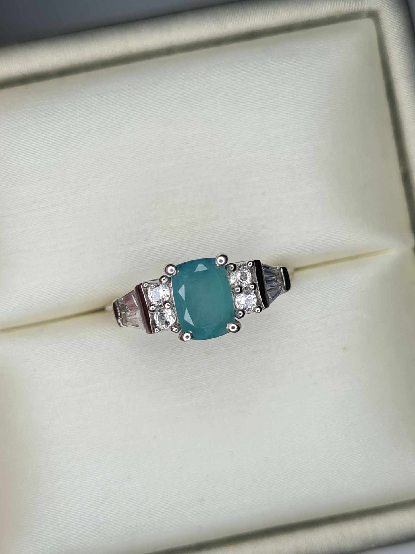 1.52ct Grandidierite and Natural Zircon Ring in Platinum Overlay 925 Sterling Silver SIZE J