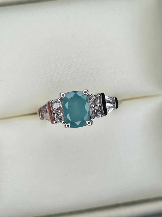 1.52ct Grandidierite and Natural Zircon Ring in Platinum Overlay 925 Sterling Silver SIZE J