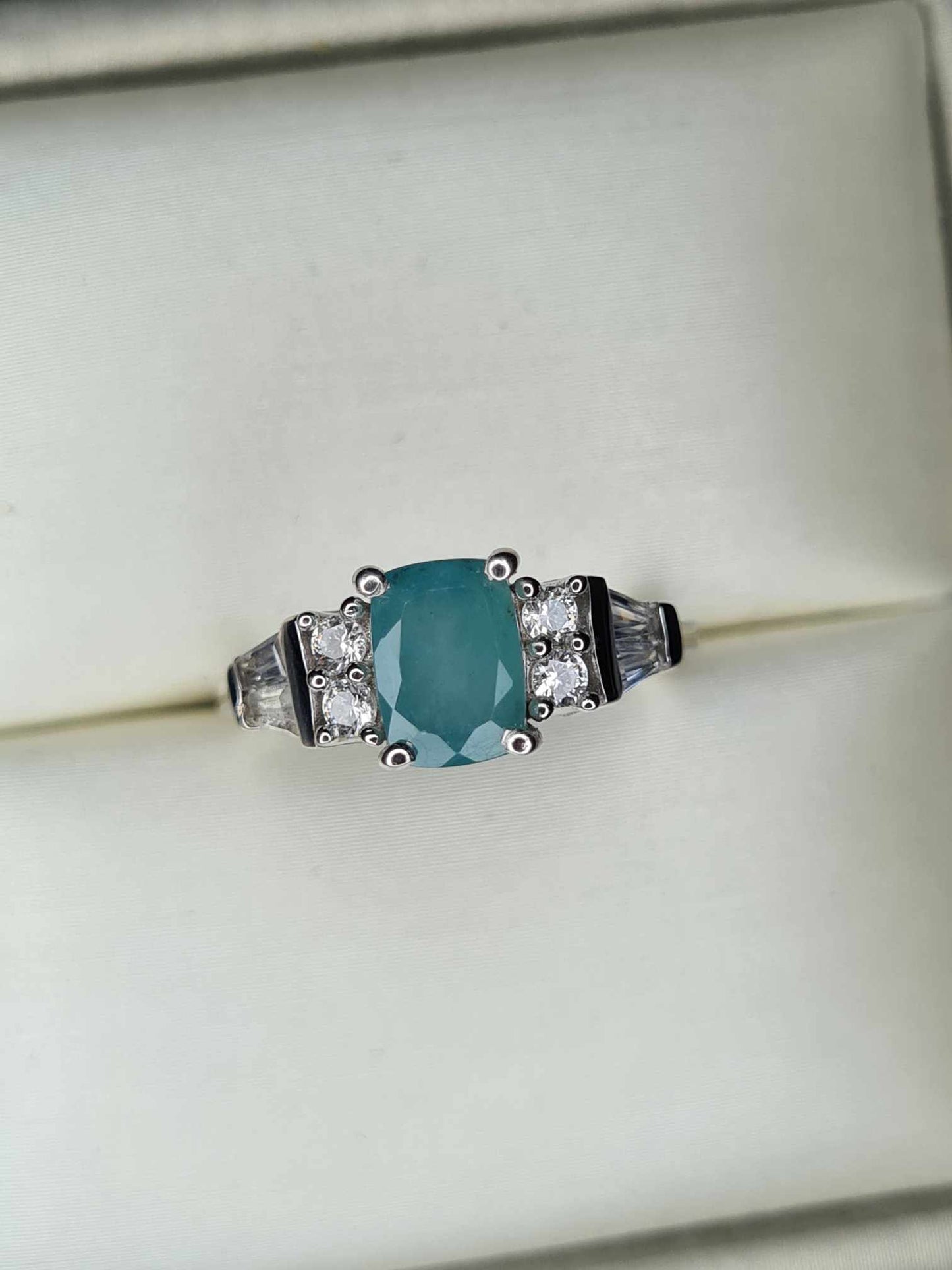 1.52ct Grandidierite and Natural Zircon Ring in Platinum Overlay 925 Sterling Silver SIZE J