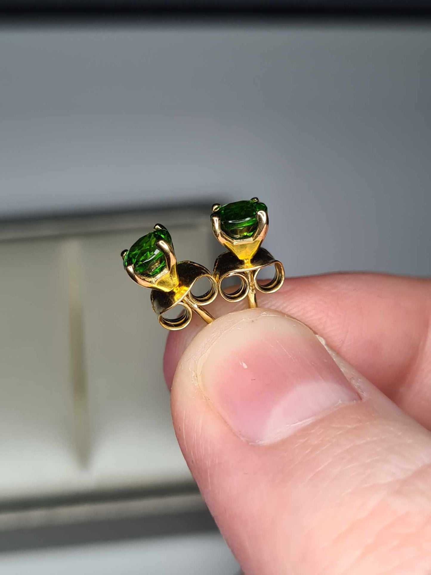 1.14ct Russian Diopside Stud Earrings in 18K Yellow Gold Overlay 925 Sterling Silver