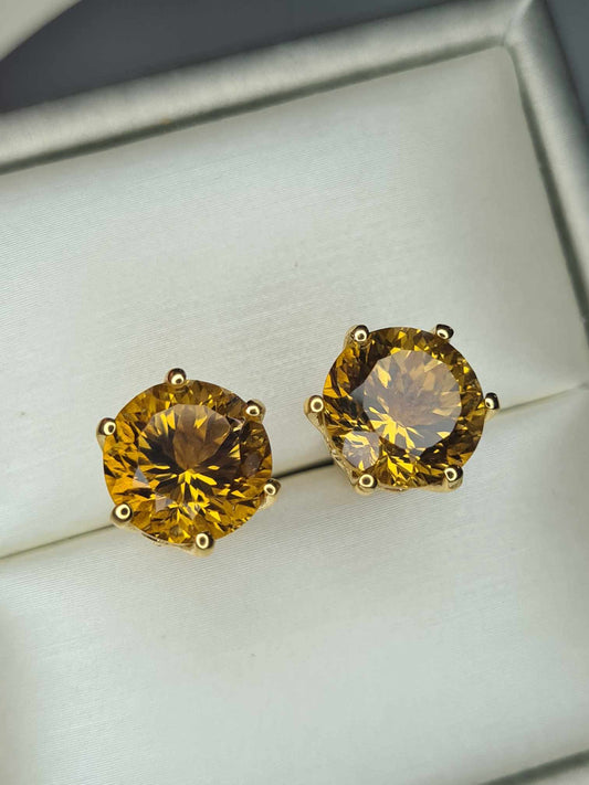 8.71ct Citrine & Natural Zircon Earrings in 18K Gold Overlay 925 Sterling Silver