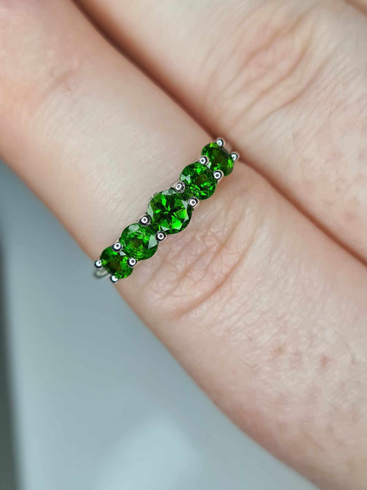1ct Russian Diopside And Diamond Ring 925 Sterling Silver SIZE N