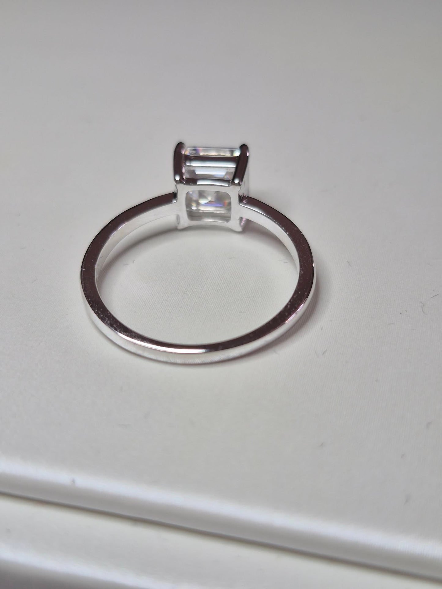 2ct Asscher Cut Solitaire Moissanite Ring in 925 Sterling Silver SIZE O