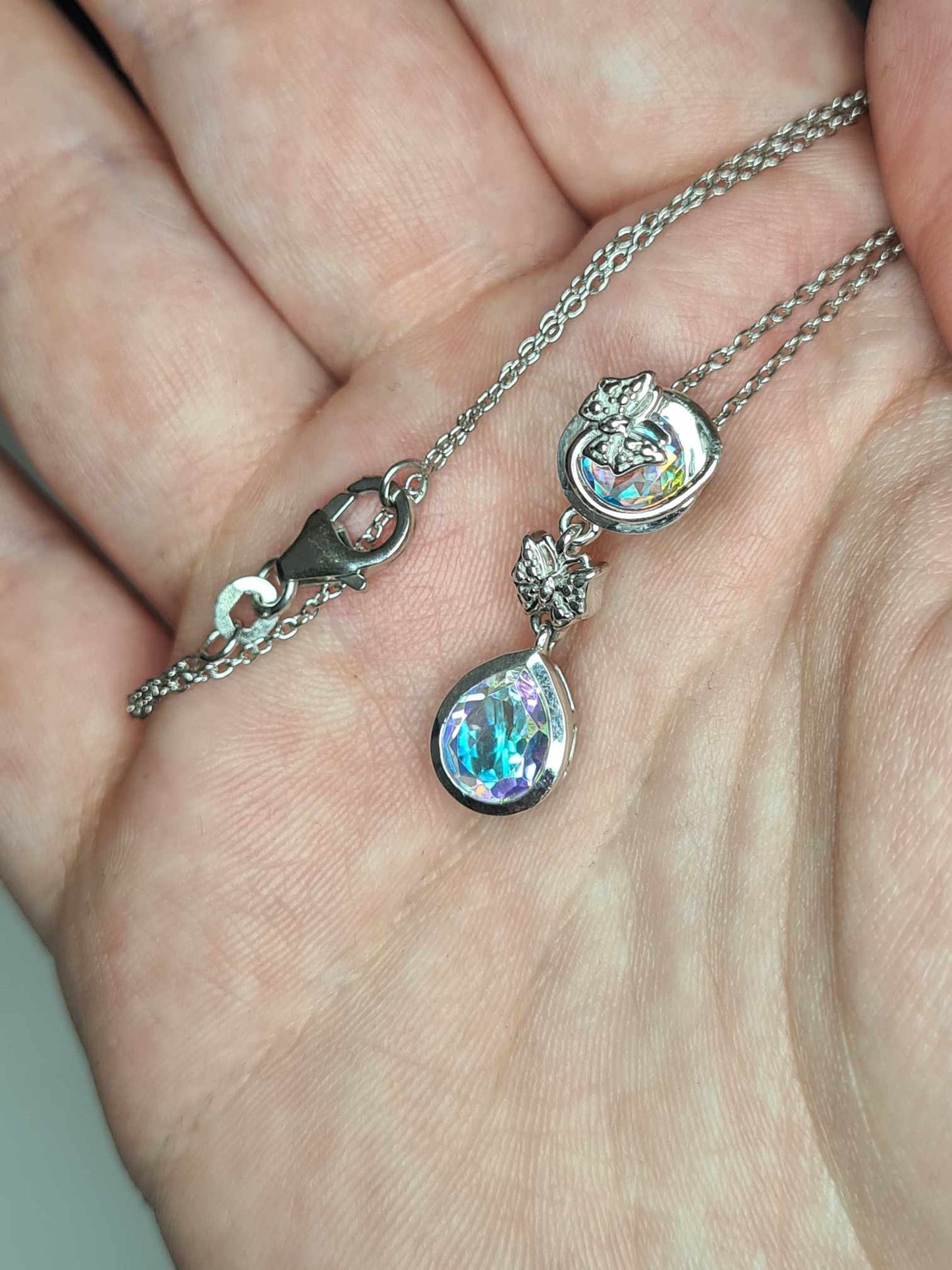 3.50Ct Mercury Mystic Topaz Butterfly Drop Necklace in 925 sterling silver