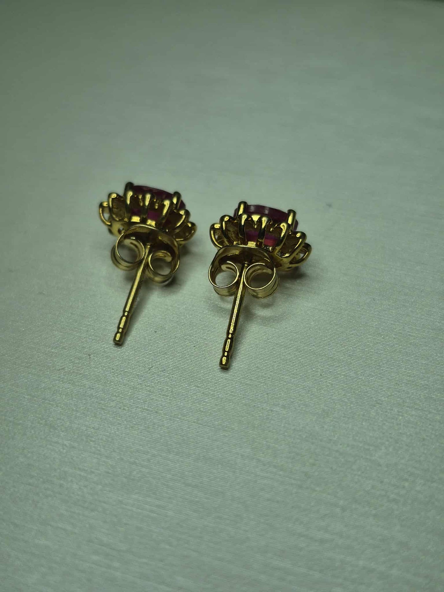 1.348 Ct. African Ruby Solitaire Stud Earrings in 14K Gold Overlay 925 Sterling Silver
