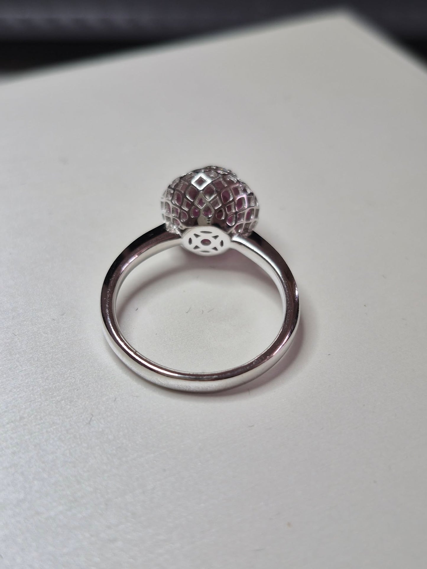 2.32ct Pink Spinel Ring in Rhodium Overlay 925 Sterling Silver SIZE N
