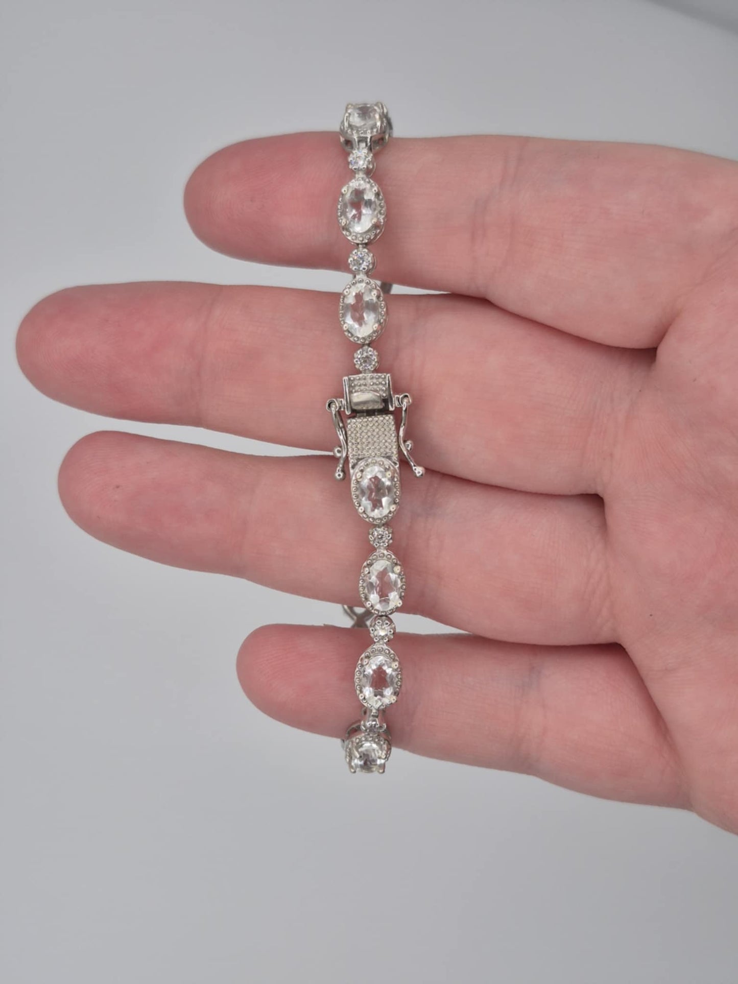 6.50ct Hyalite Opal and Natural Cambodian Zircon Bracelet in Platinum Overlay Sterling Silver