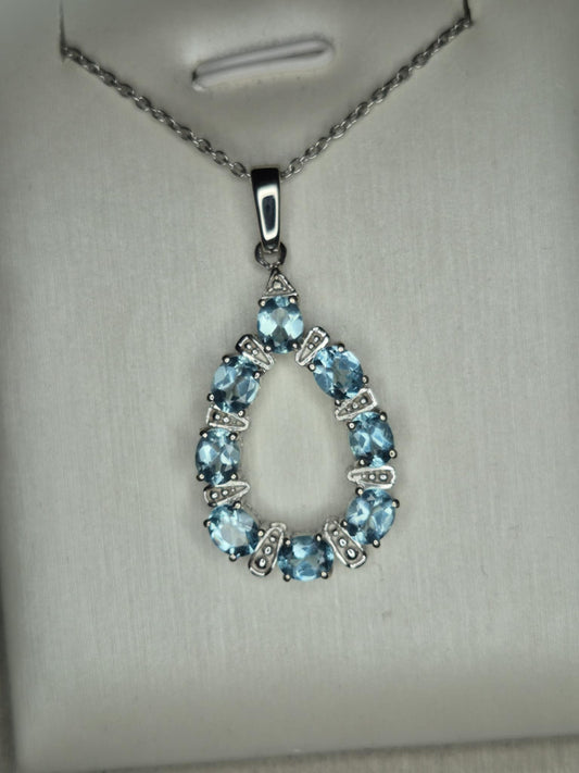 2.800ct Blue Lagoon Apatite Necklace Rhodium Overlay 925 Sterling Silver