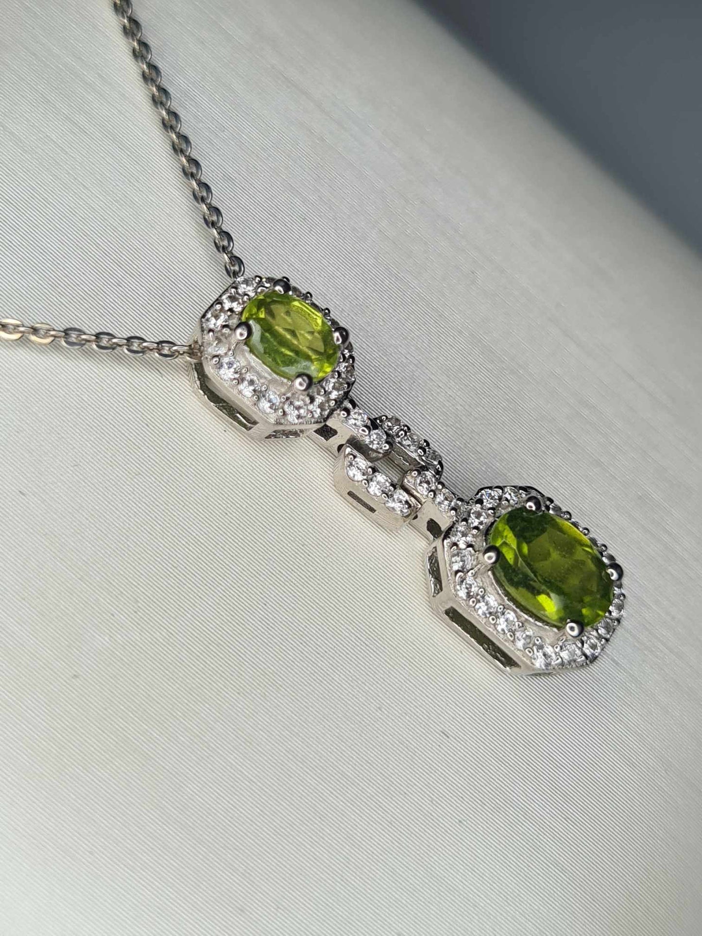 1.74 Ct. Vesuvianite and Natural Zircon Necklace 925 Sterling Silver