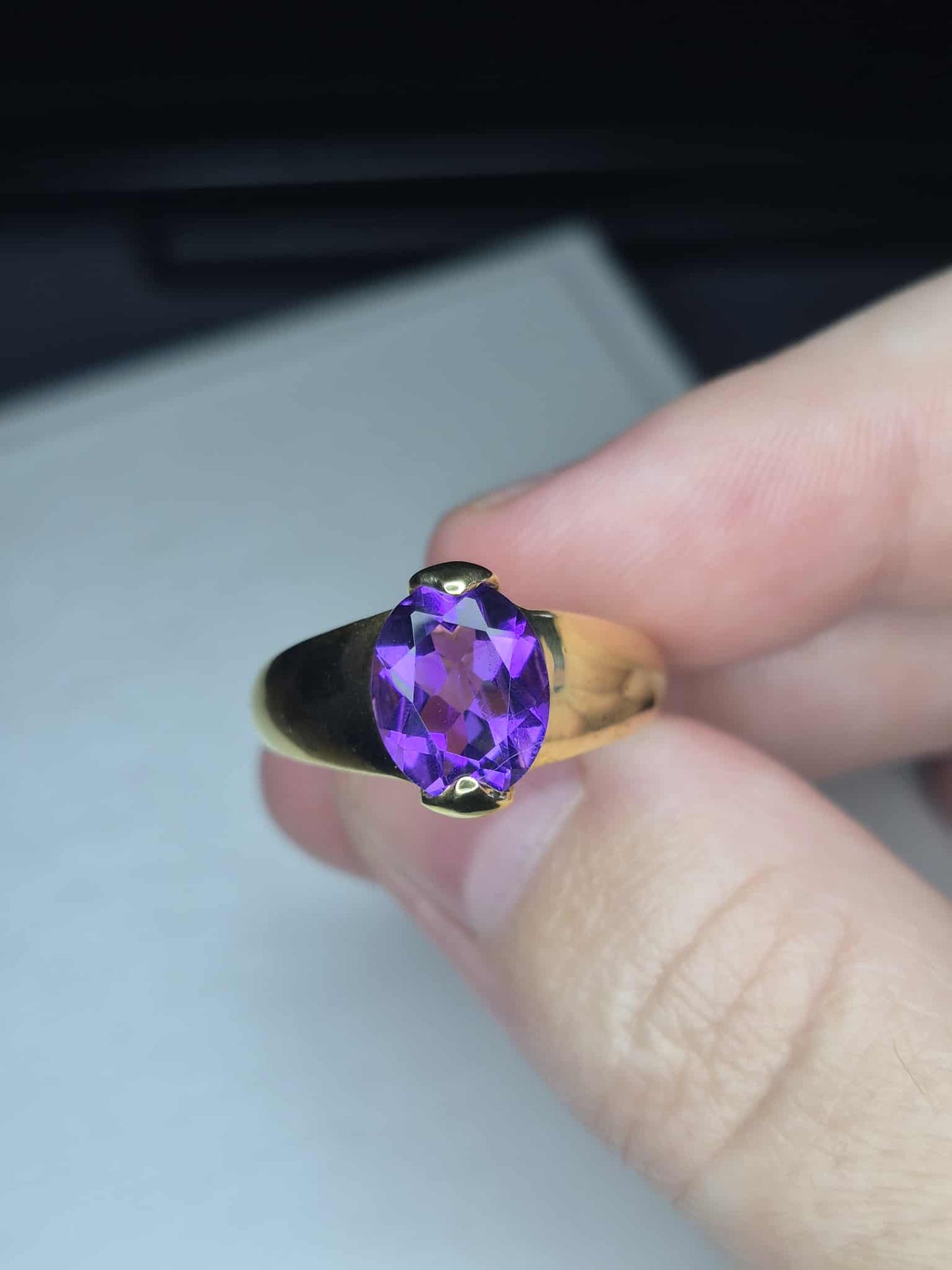 2.510ct AAA African Amethyst Solitaire Ring in 14K Gold 925 Sterling Silver SIZE M