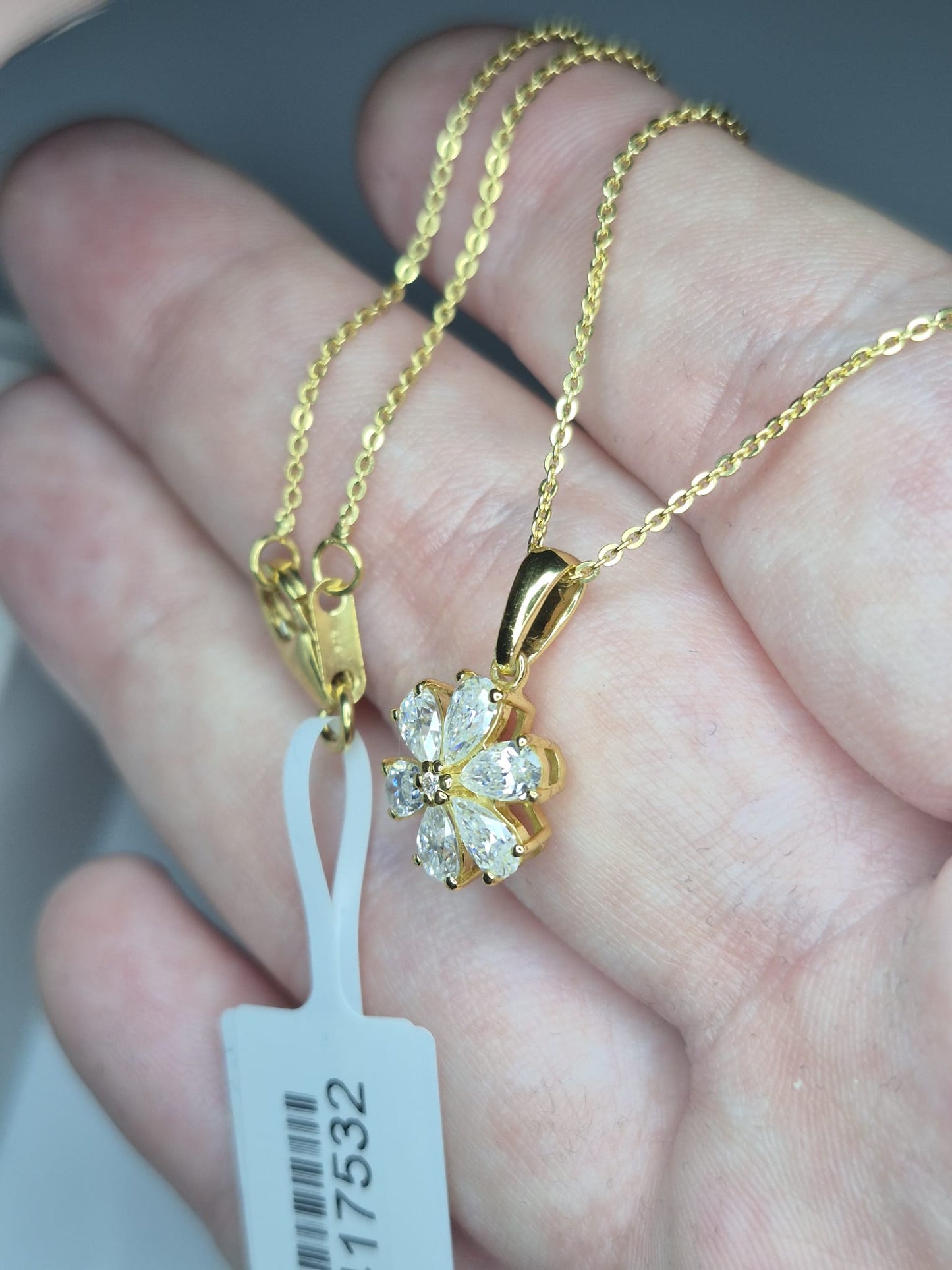 1.31ct Moissanite Necklace in 18K Gold Overlay 925 Sterling Silver