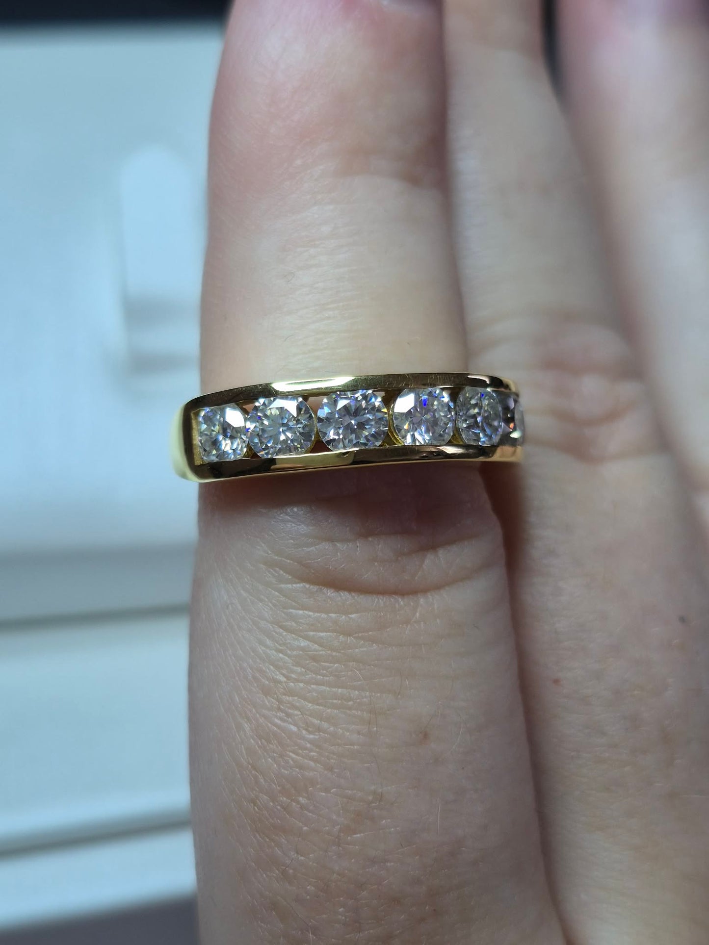 1.65ct Moissanite Half Eternity Band Ring in Yellow Gold Plated 925 Sterling Silver