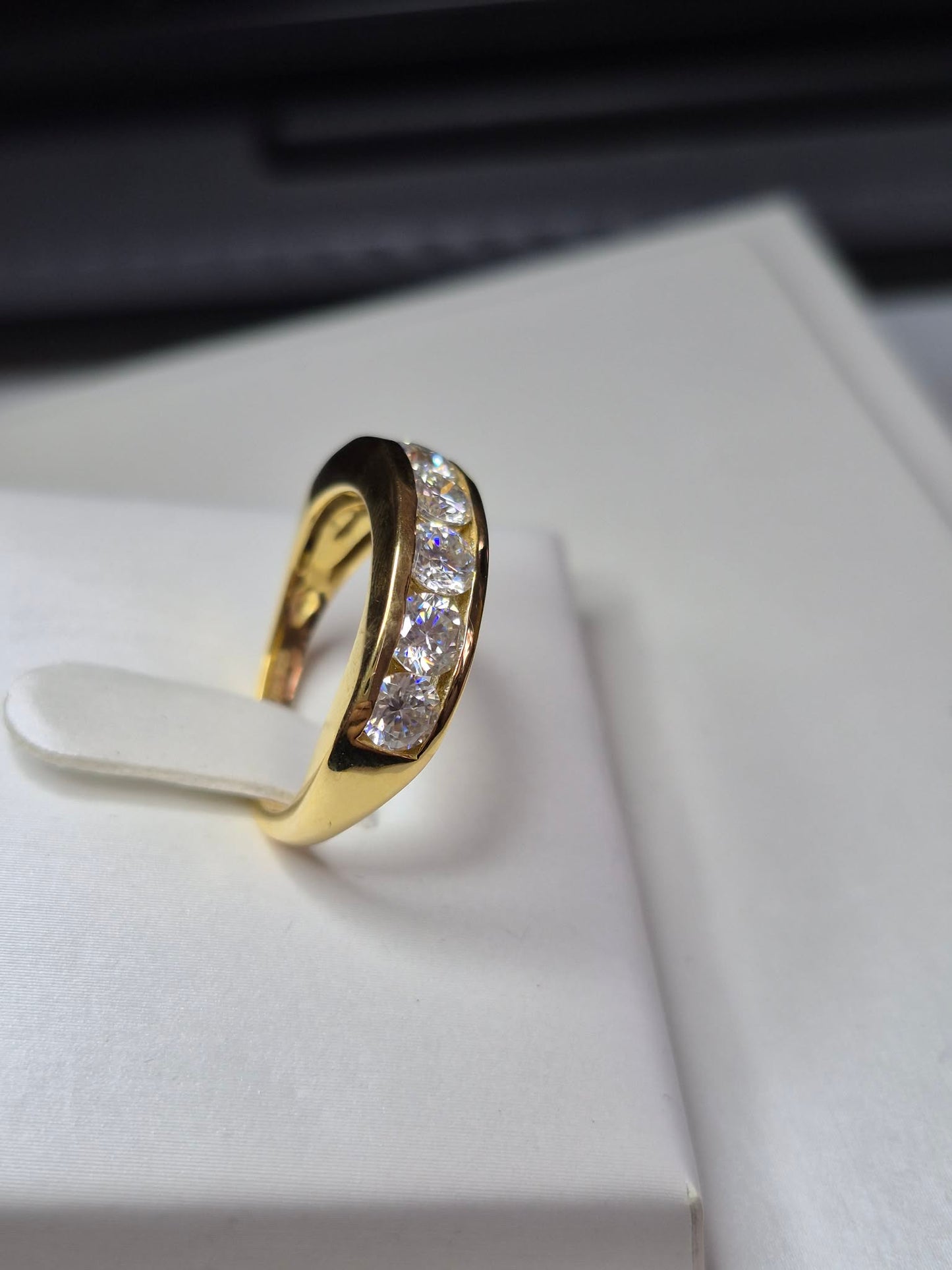 1.65ct Moissanite Half Eternity Band Ring in Yellow Gold Plated 925 Sterling Silver