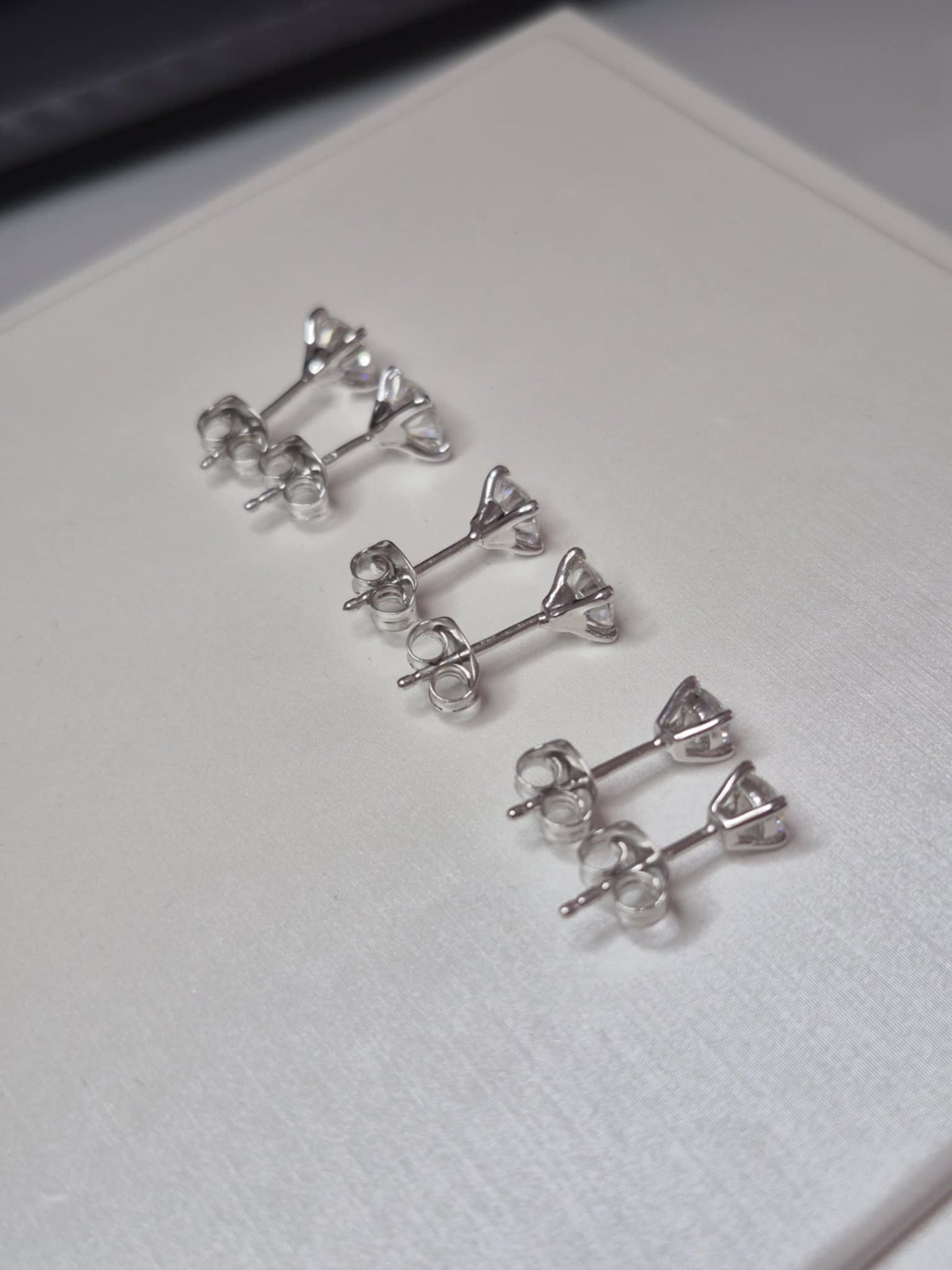 Set of 3 Moissanite Solitaire Stud Earrings 925 Sterling Silver 2.17 Ct.