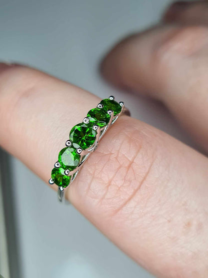 1ct Russian Diopside And Diamond Ring 925 Sterling Silver SIZE N