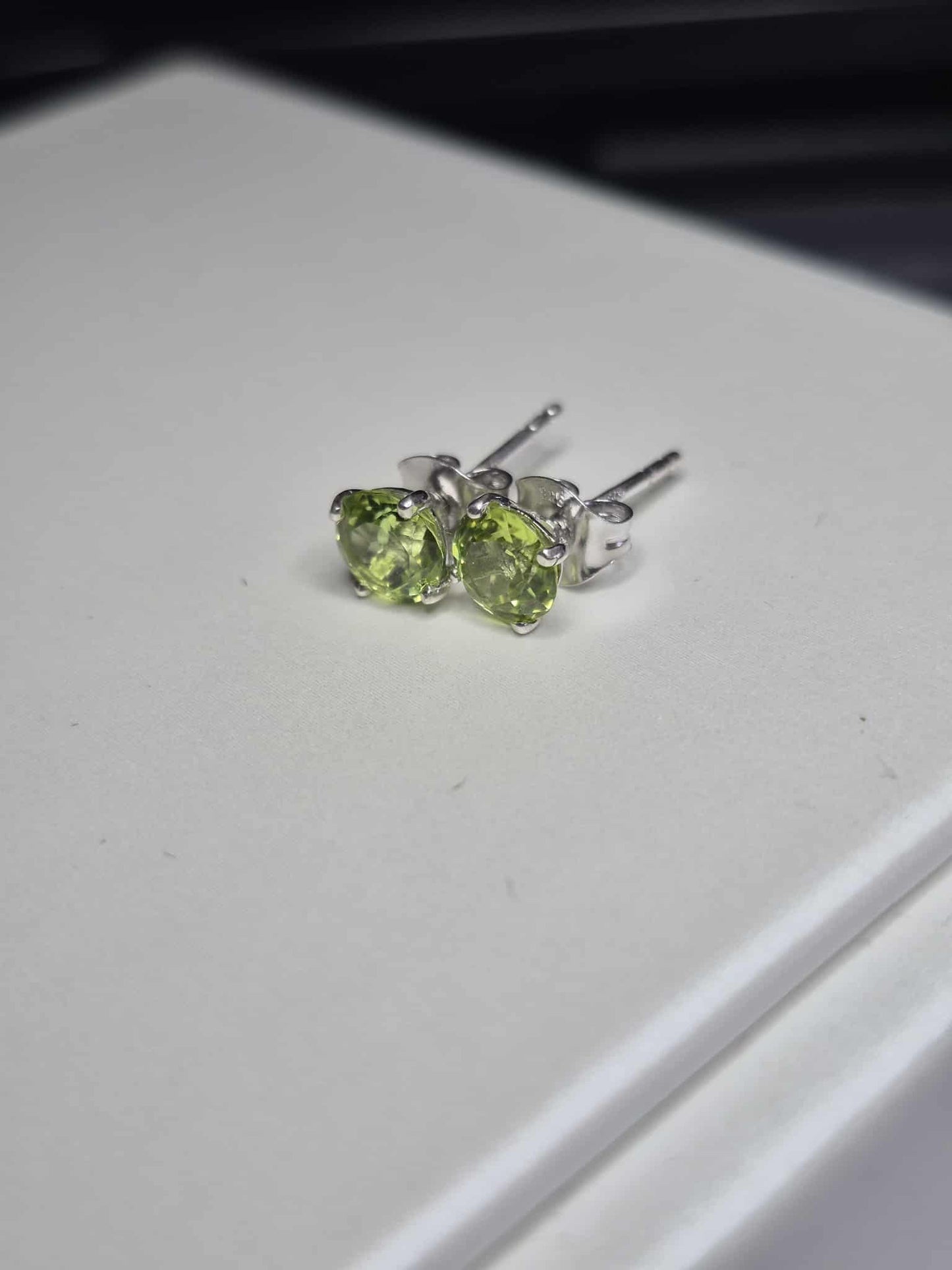 1.90ct Natural Hebei Peridot Studs Earrings in Platinum Overlay 925 Sterling Silver