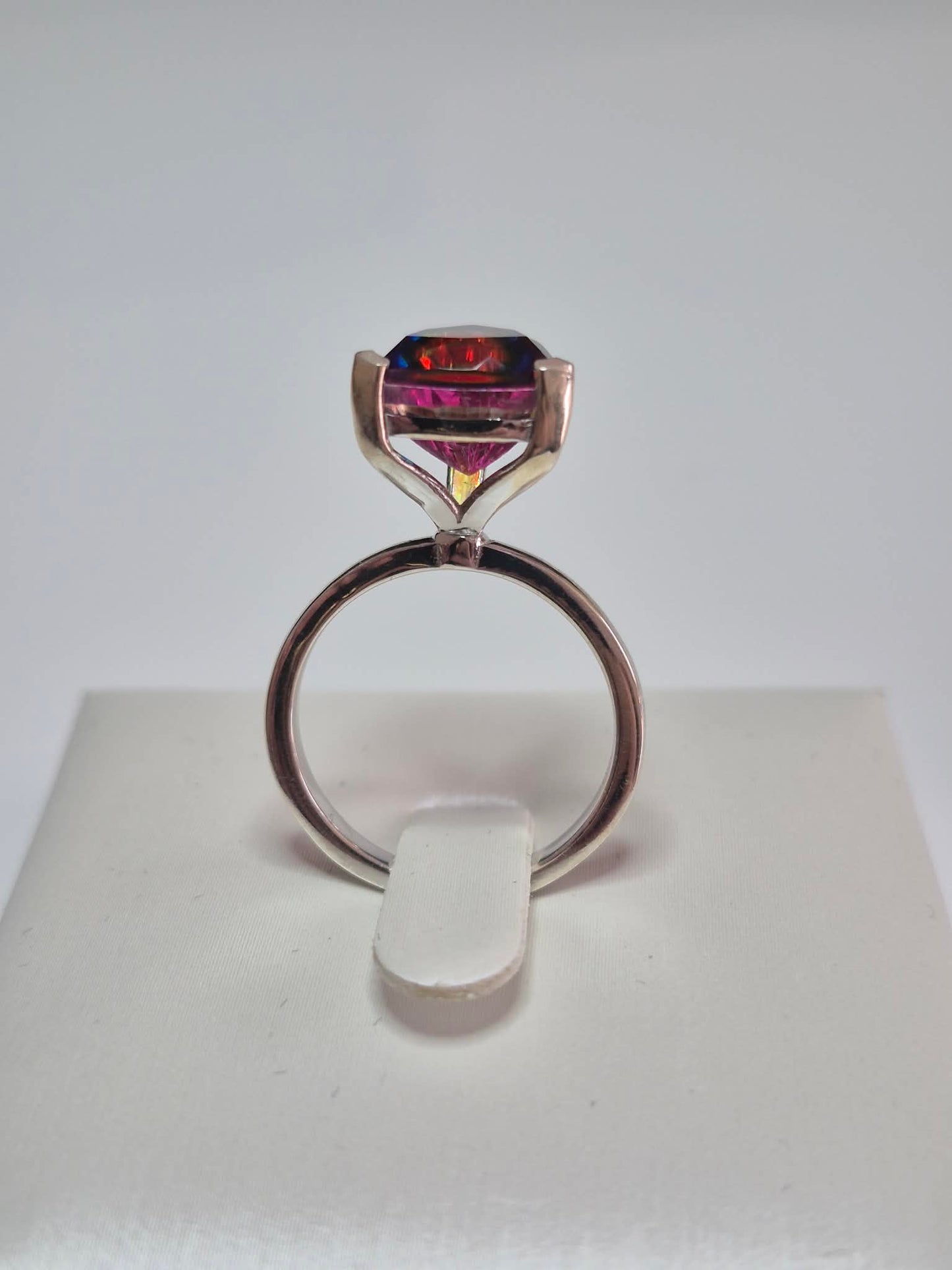 2.96ct Nebula Quartz Doublet Solitaire Ring 925 Sterling Silver SIZE L