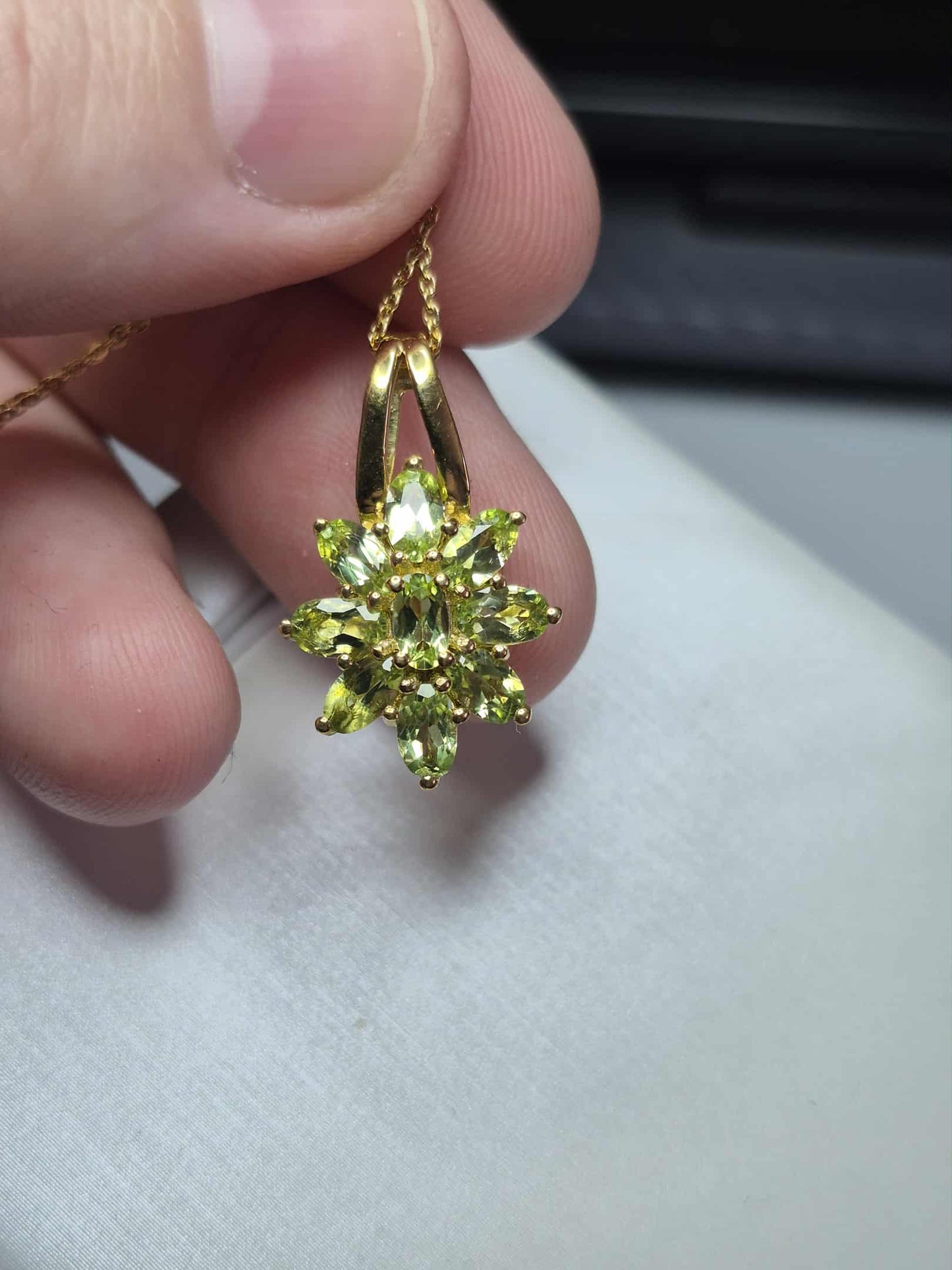 2.07ct Natural Hebei Peridot Necklace 18K Gold Overlay 925 Sterling Silver