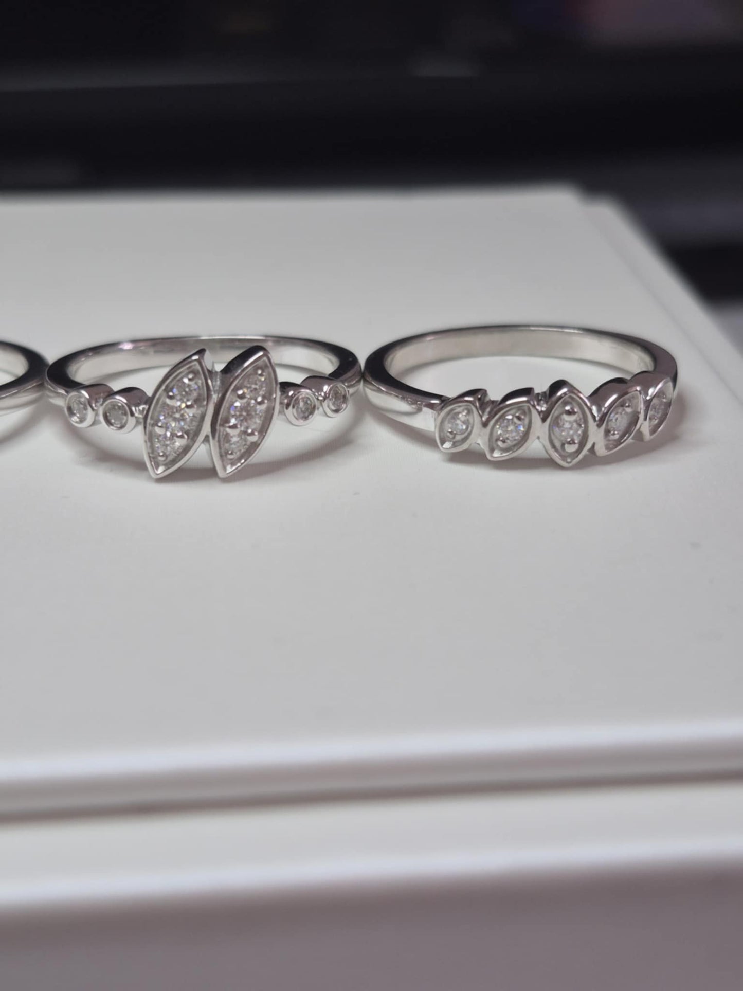 Set of 4 2.800ct Moissanite Rings in Rhodium Overlay925 Sterling Silver SIZE Q