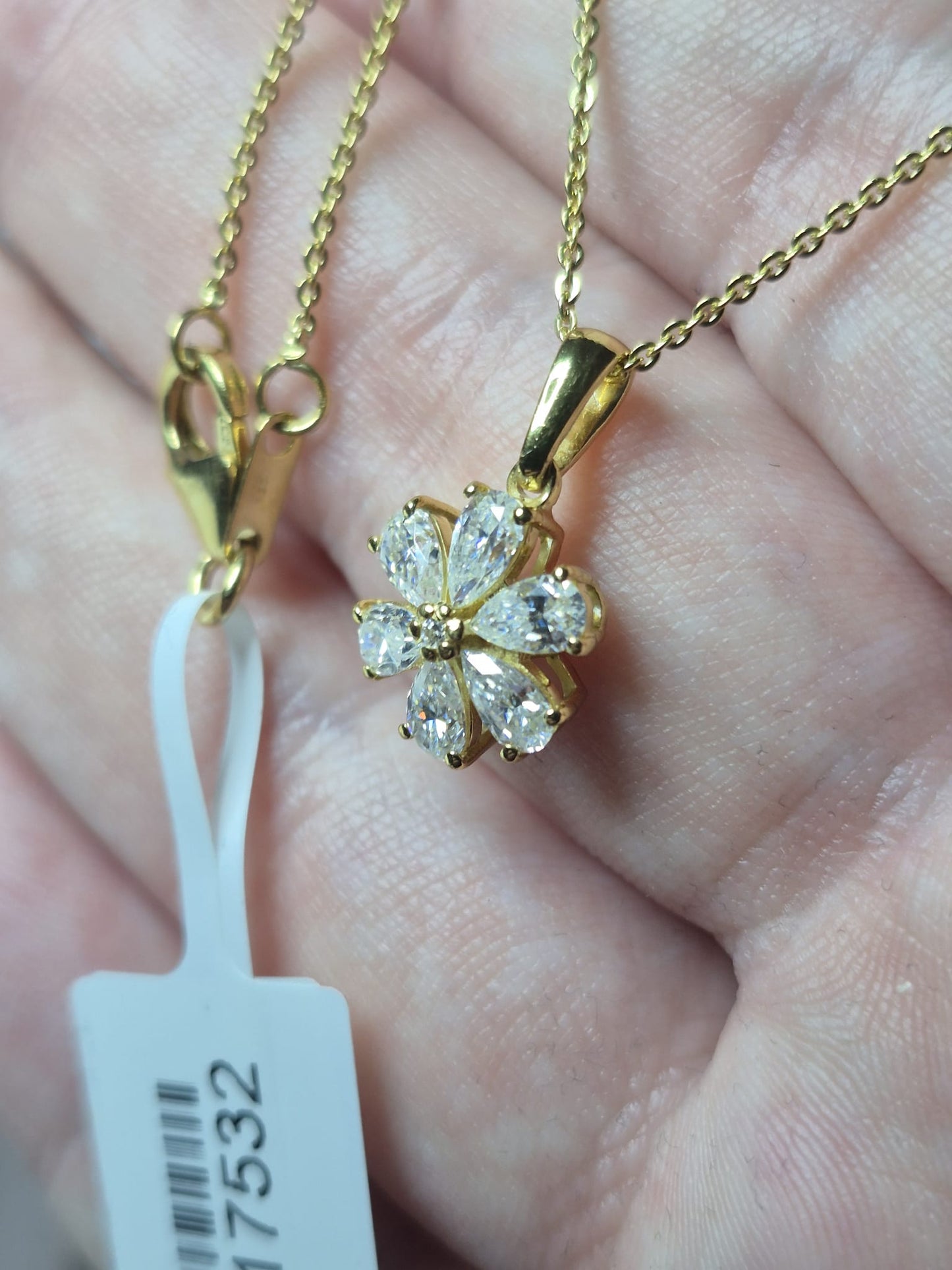 1.31ct Moissanite Necklace in 18K Gold Overlay 925 Sterling Silver