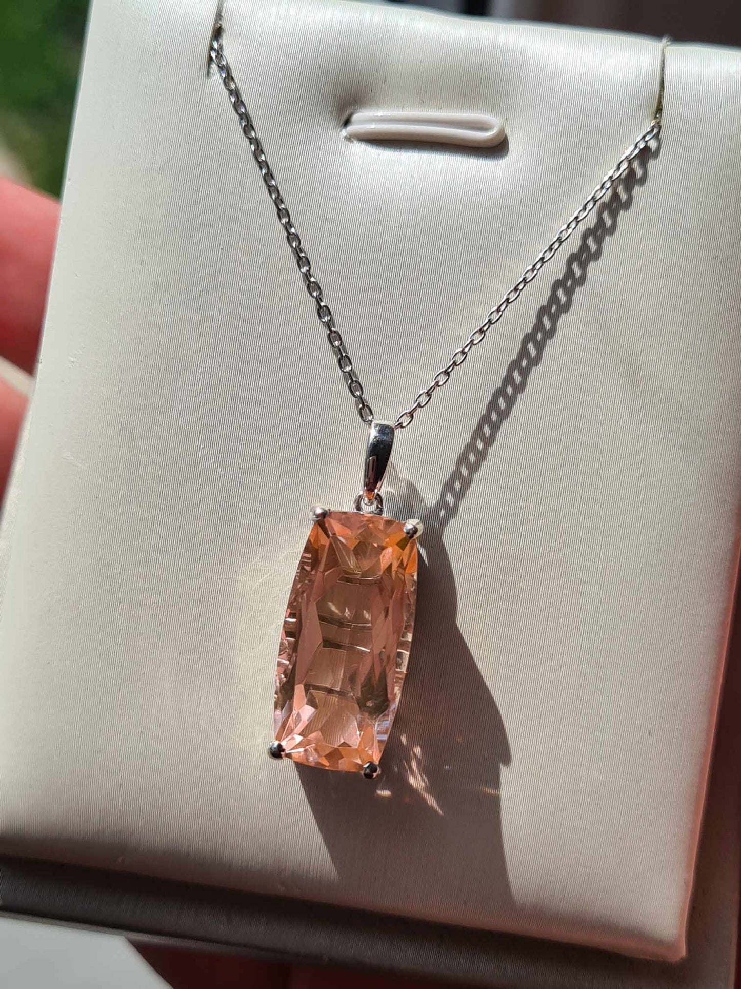 11.50 Ct. Morganite Quartz Solitaire Necklace in Platinum Overlay 925 Sterling Silver