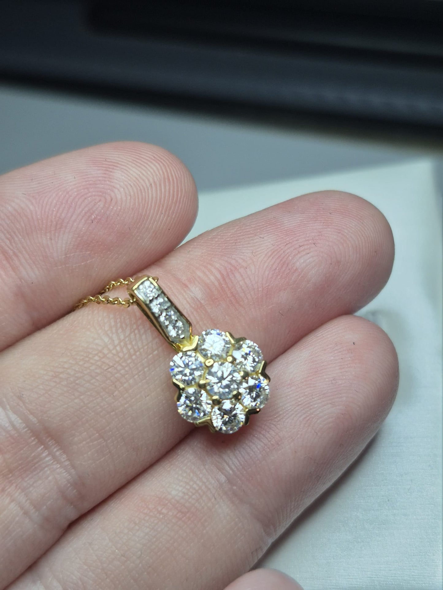 1.22ct Moissanite Floral Necklace 925 Sterling Silver with a gold overlay