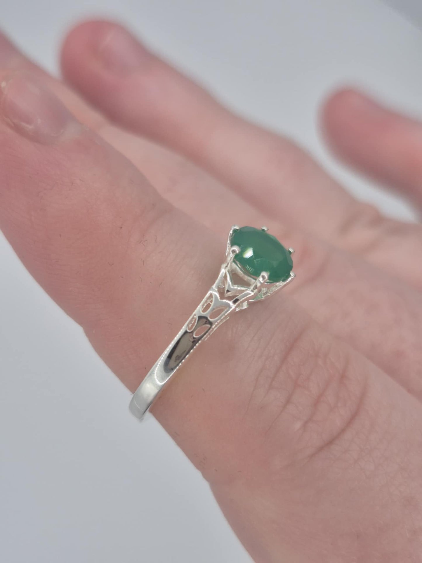 0.720ct Verde Onyx Solitaire Ring 925 Sterling Silver SIZES K, M