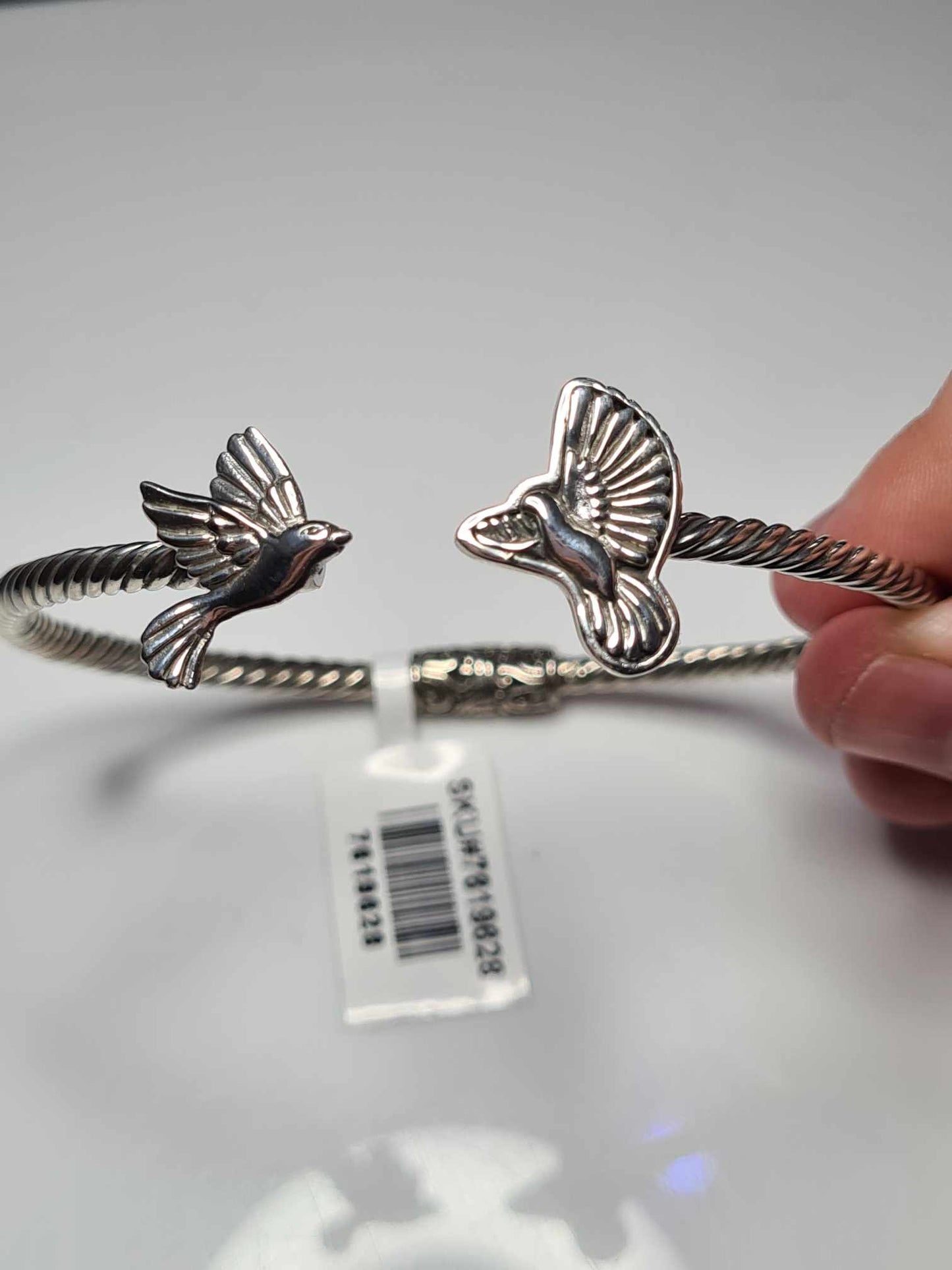 Hand Made Sterling Silver Bird Cuff Bangle Size 7.5inch