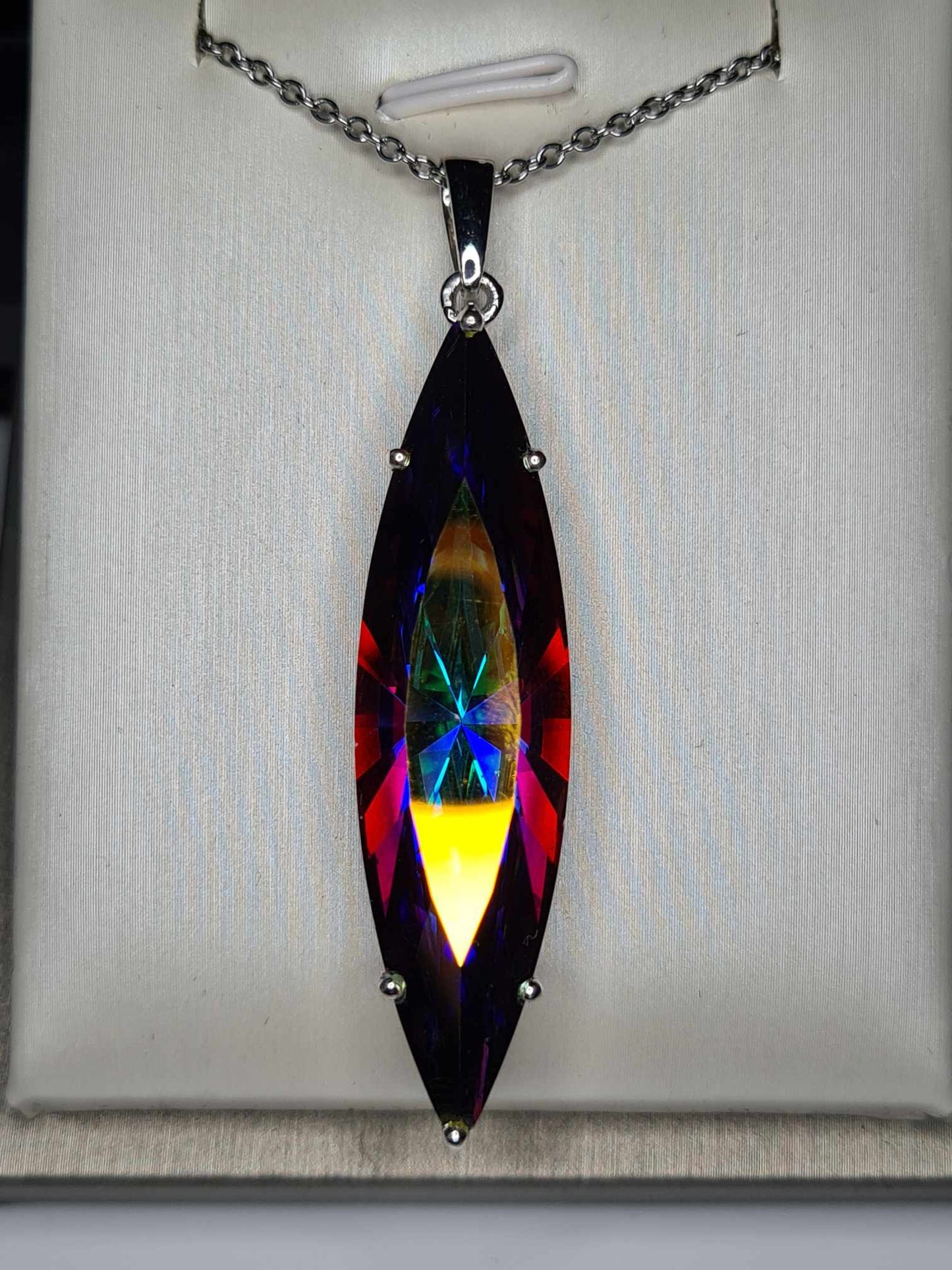 27.250 Ct. Swarovski Crystal Aurore Boreale Pendant 925 Sterling Silver