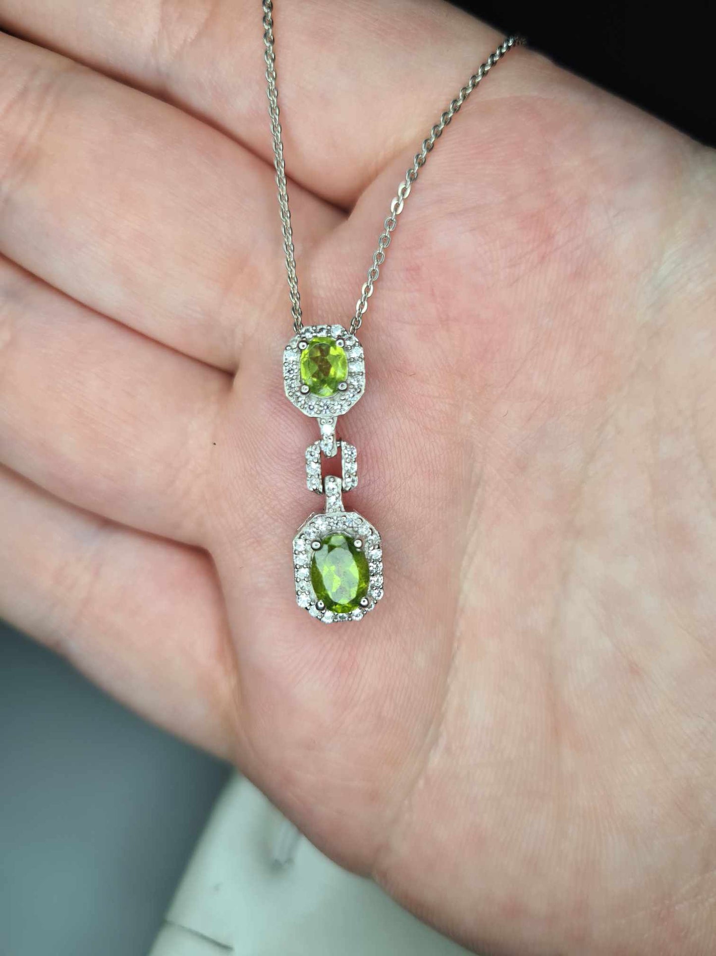 1.74 Ct. Vesuvianite and Natural Zircon Necklace 925 Sterling Silver