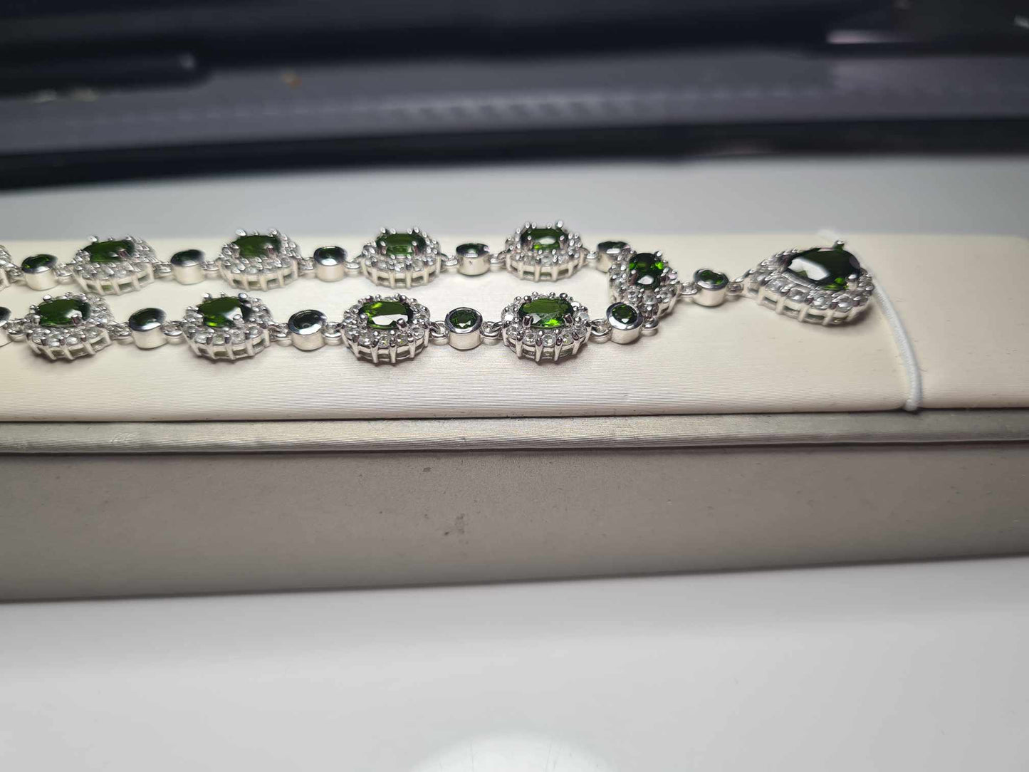 14.63 Natural Russian Diopside & Natural Zircon Necklace in Rhodium Overlay 925 Sterling Silver