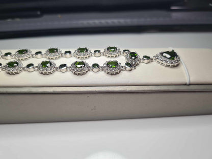 14.63 Natural Russian Diopside & Natural Zircon Necklace in Rhodium Overlay 925 Sterling Silver