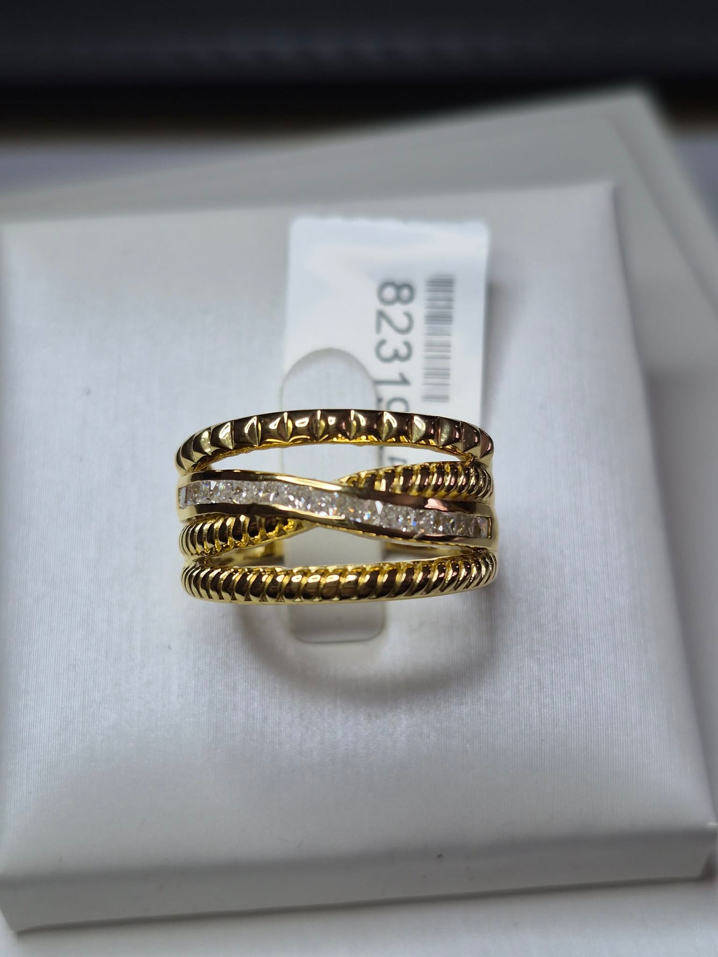 Moissanite Ring in 18K Yellow Gold Plating 925 Sterling Silver SIZE N