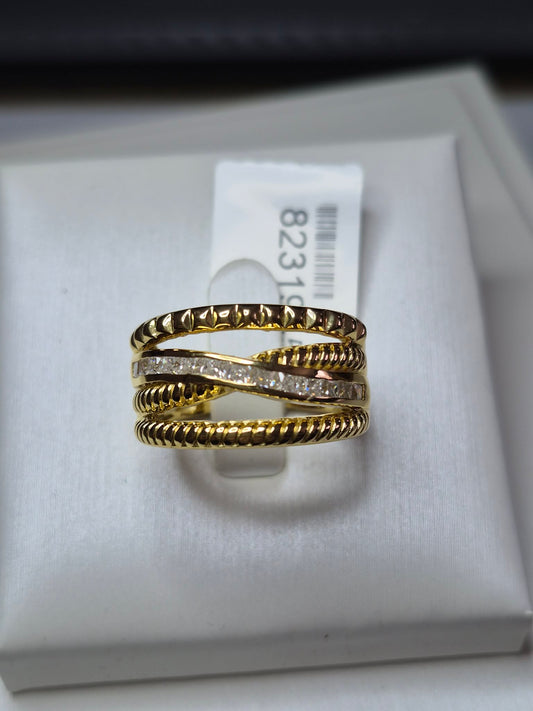 Moissanite Ring in 18K Yellow Gold Plating 925 Sterling Silver SIZE N