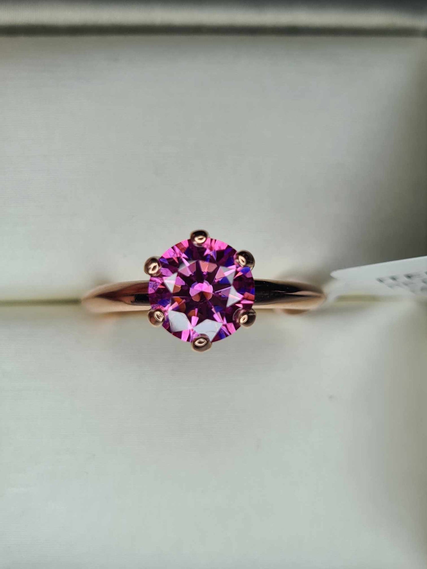 1.50 Ct. Pink Moissanite Solitaire Ring in 18K Rose Gold 925 sterling silver SIZE M