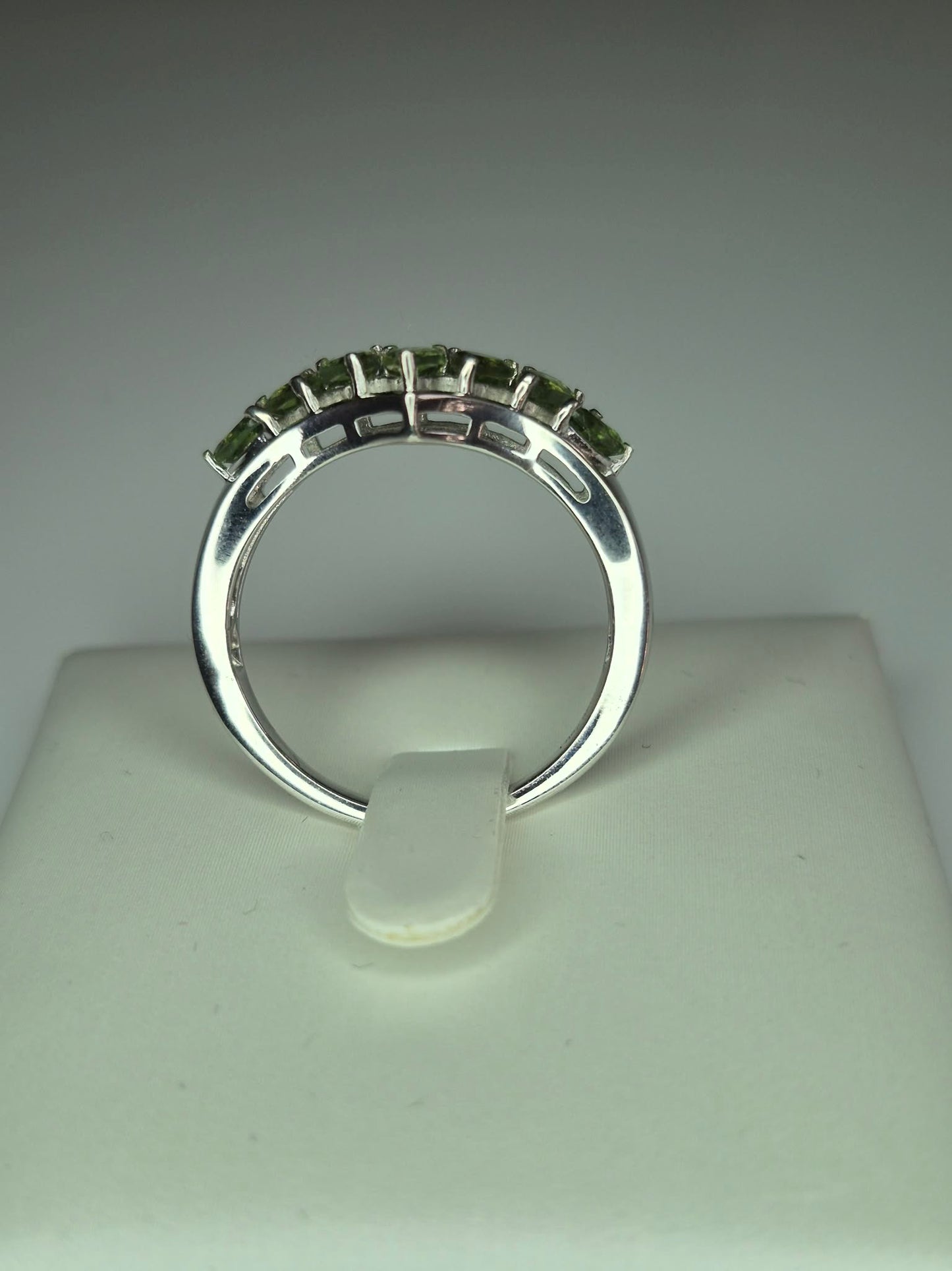 1.85ct Green Apatite WishBone Ring in Platinum Overlay925 Sterling Silver SIZE S