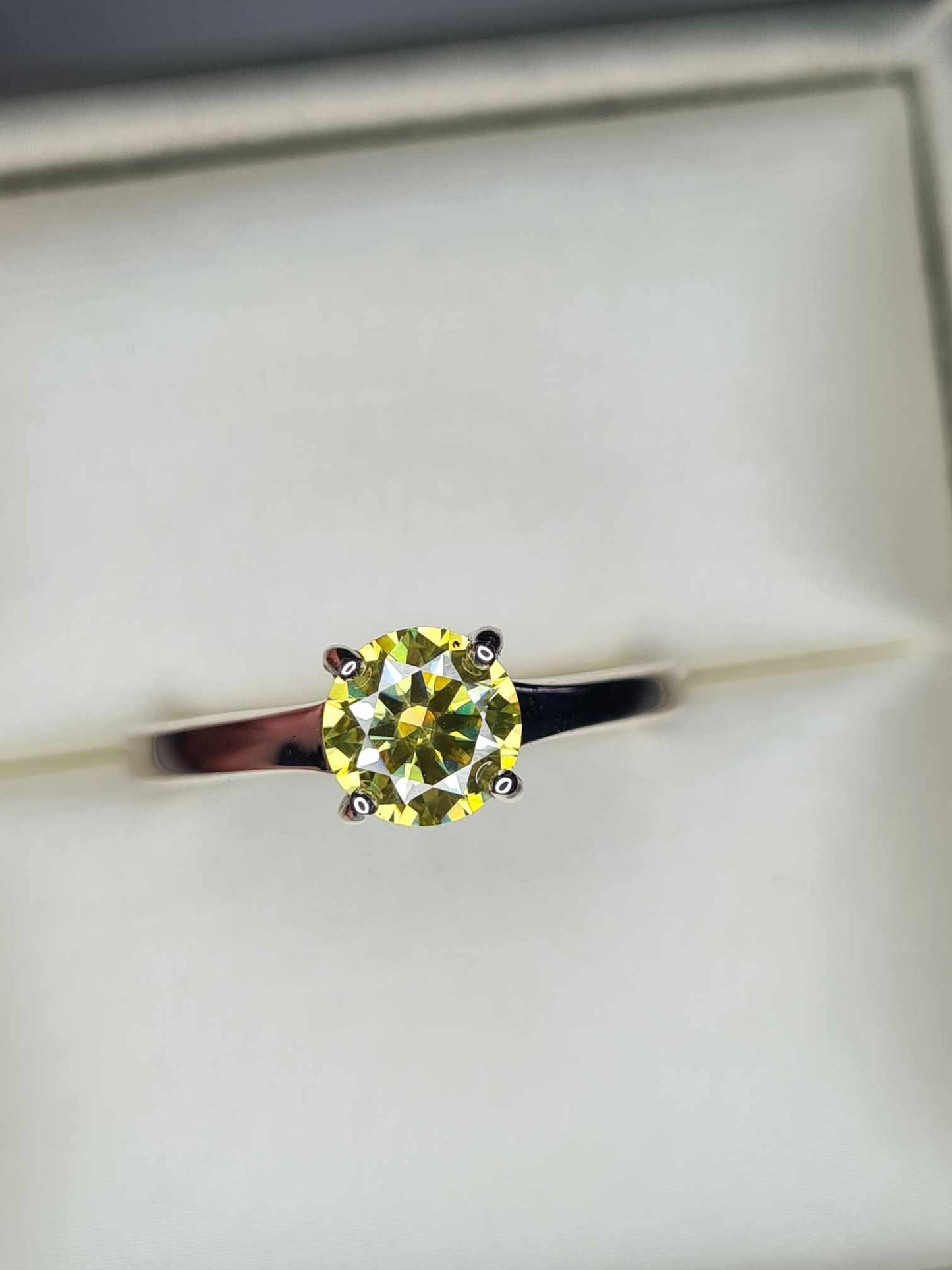 1ct Cannery Yellow Moissanite Solitaire Ring 925 Sterling Silver SIZES M,Q,S