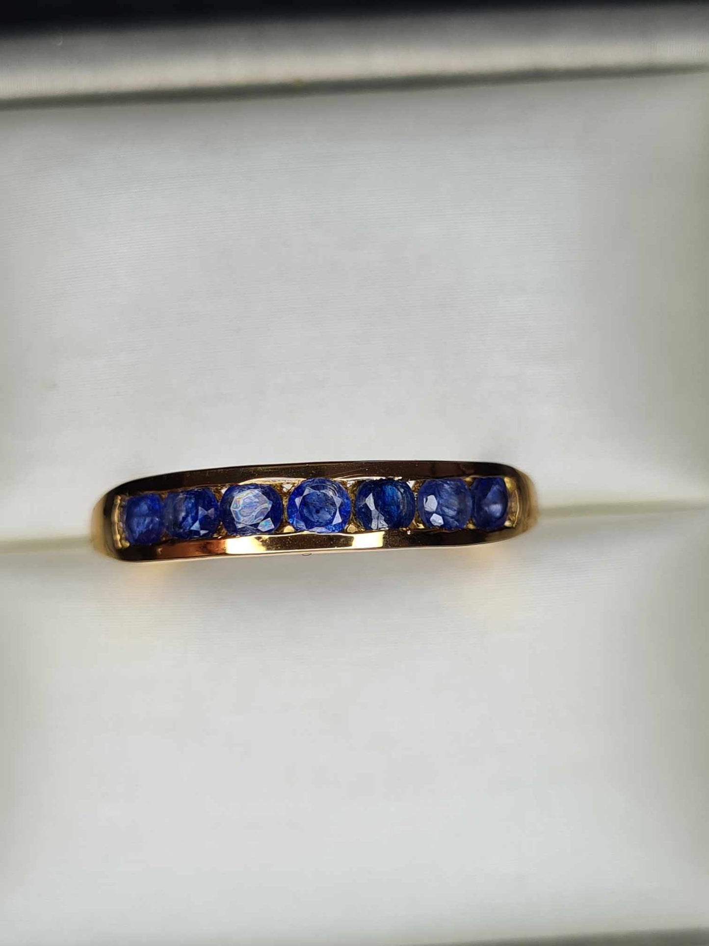 1.30ct Sapphire Half-Eternity Band Ring in 14K Gold Overlay 925 Sterling Silver SIZE T